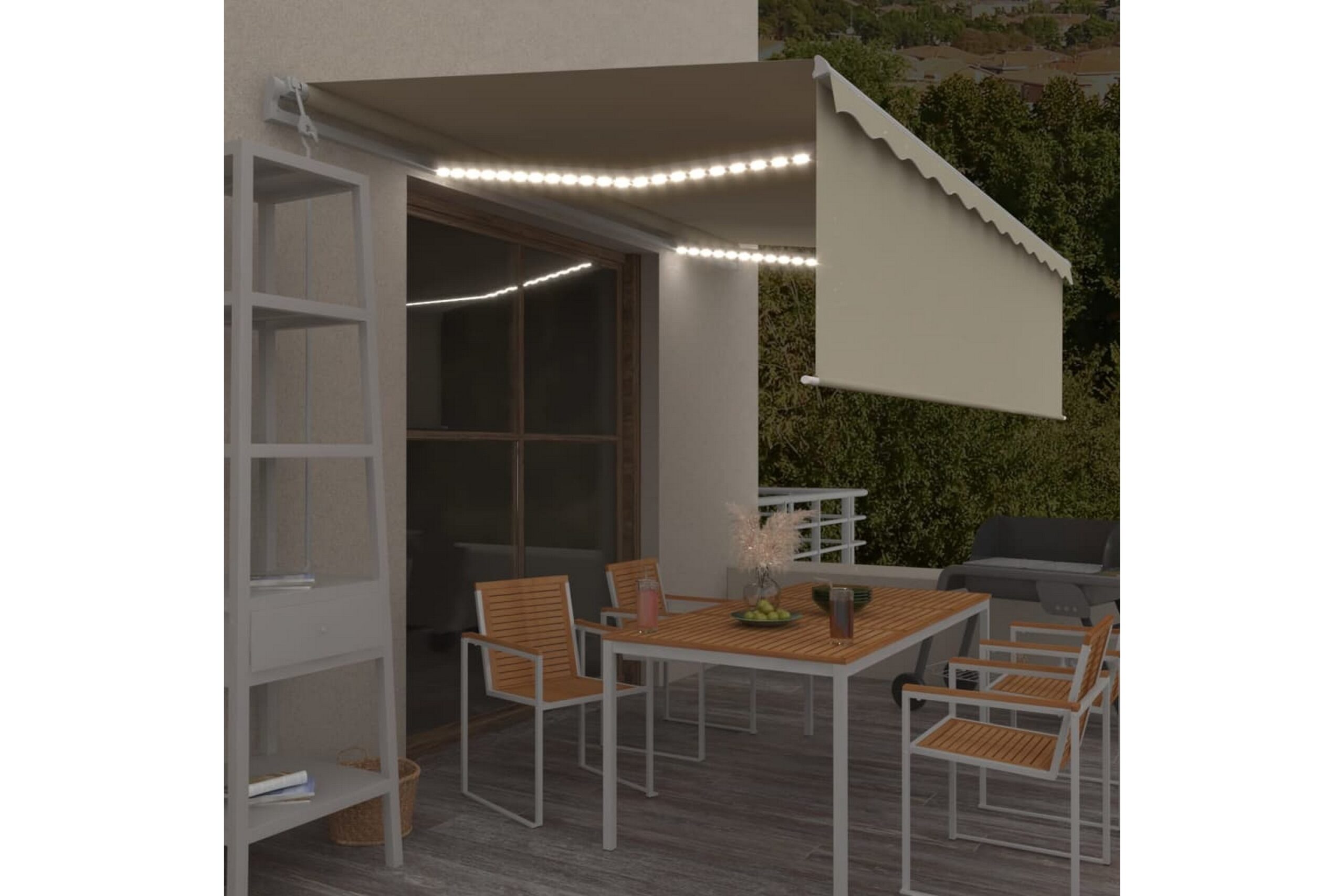 Automaattimarkiisi verho/LED/tuulisensori 5x3 m kerma -
