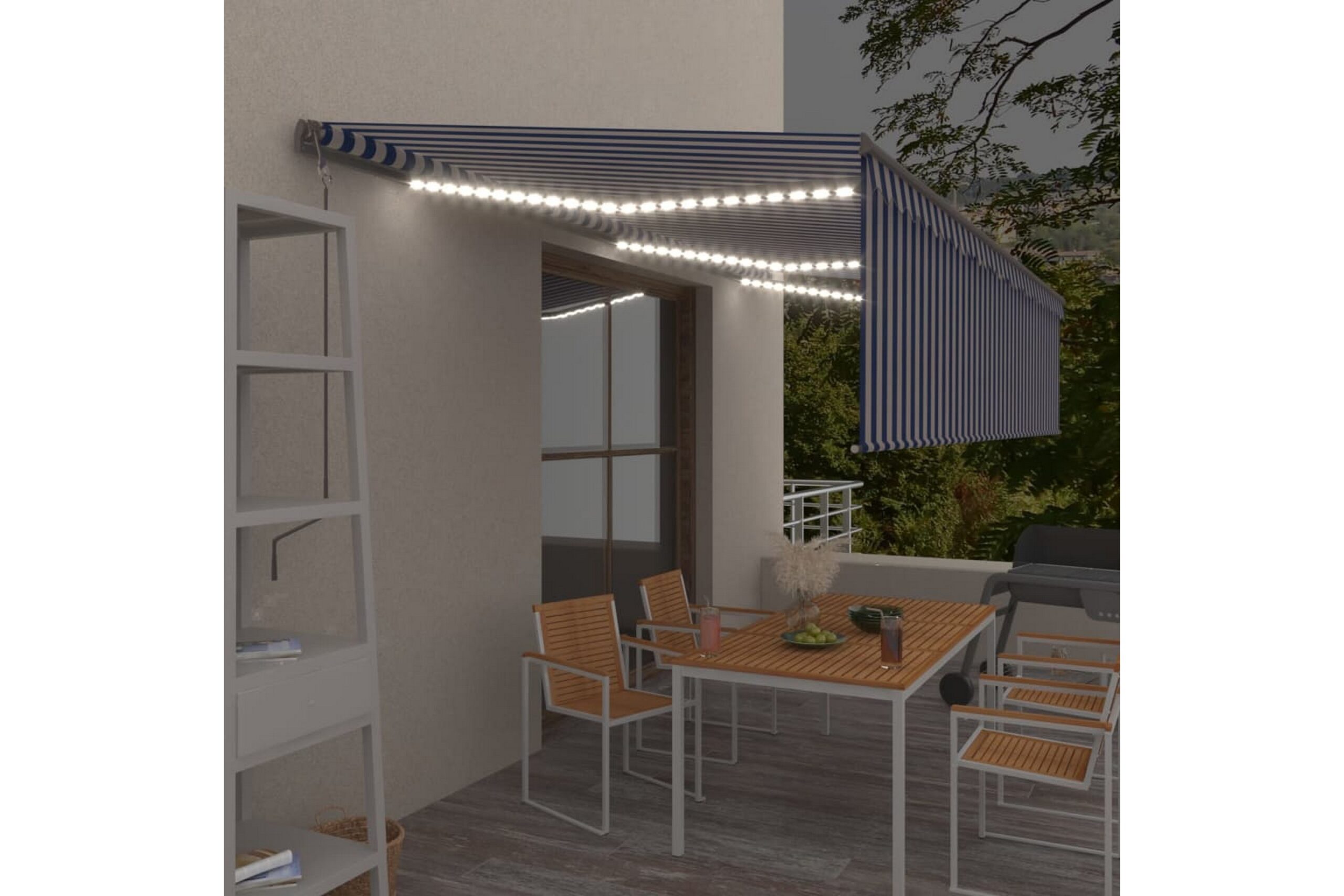 Automaattimarkiisi verho/LED/tuulisensori 6x3 m -