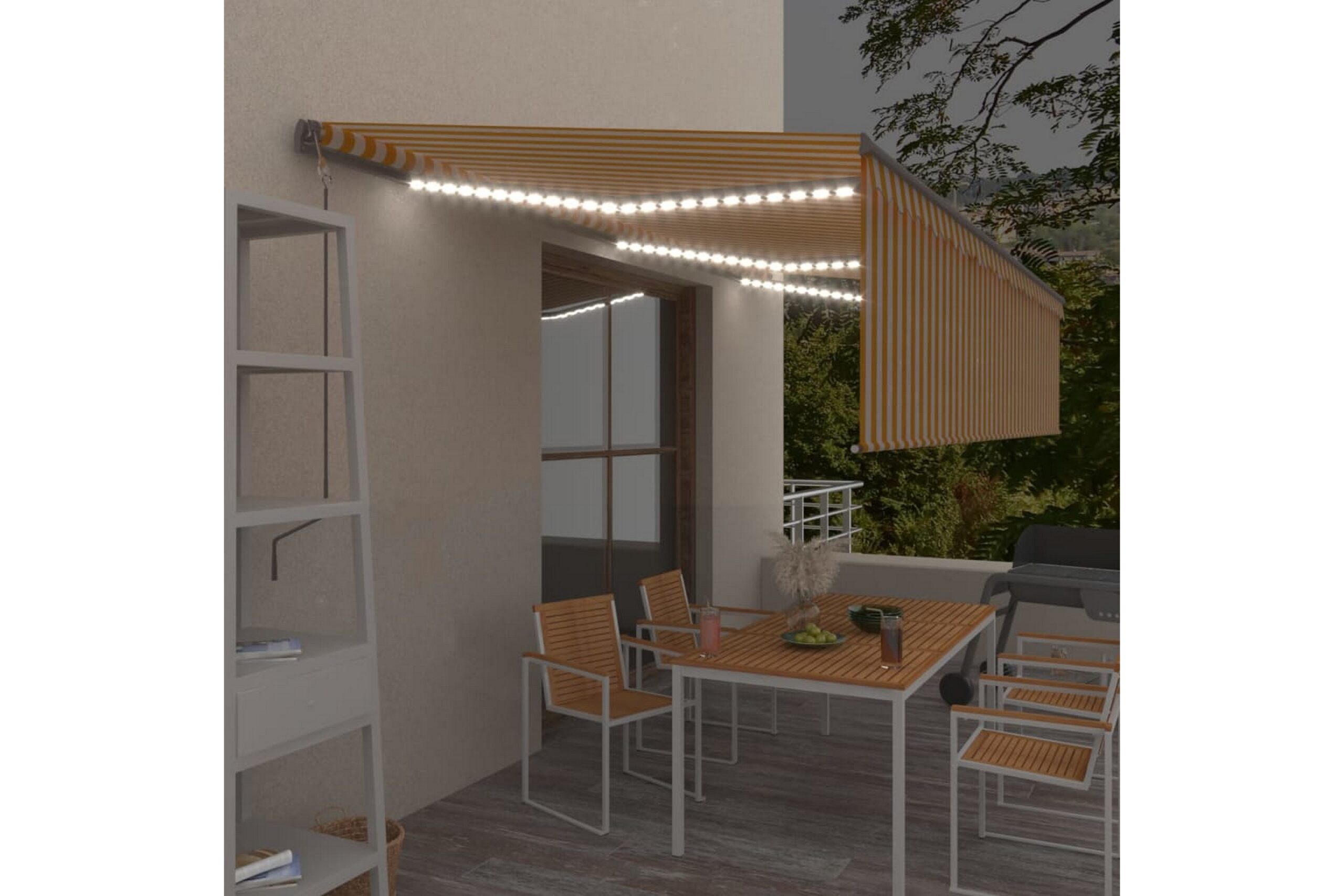 Automaattimarkiisi verho/LED/tuulisensori 6x3 m -