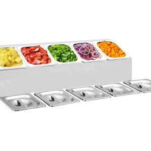 Ruokavuokateline 5 kpl GN 1/6 ruostumaton teräs -