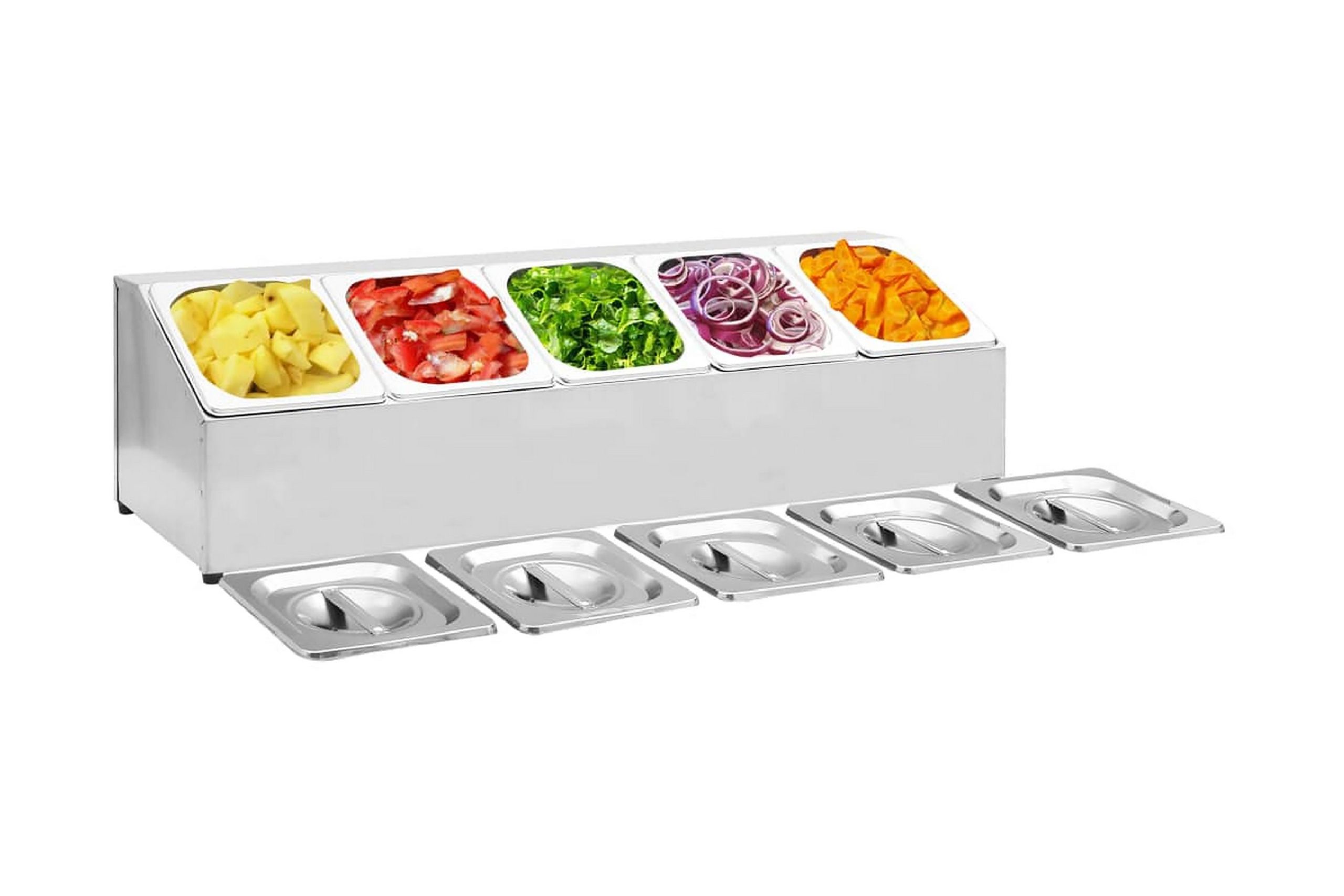 Ruokavuokateline 5 kpl GN 1/6 ruostumaton teräs -