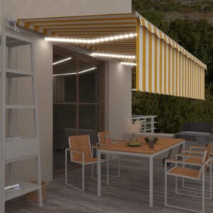 Automaattimarkiisi verho/LED/tuulisensori 6x3 m keltavalk. - Keltainen