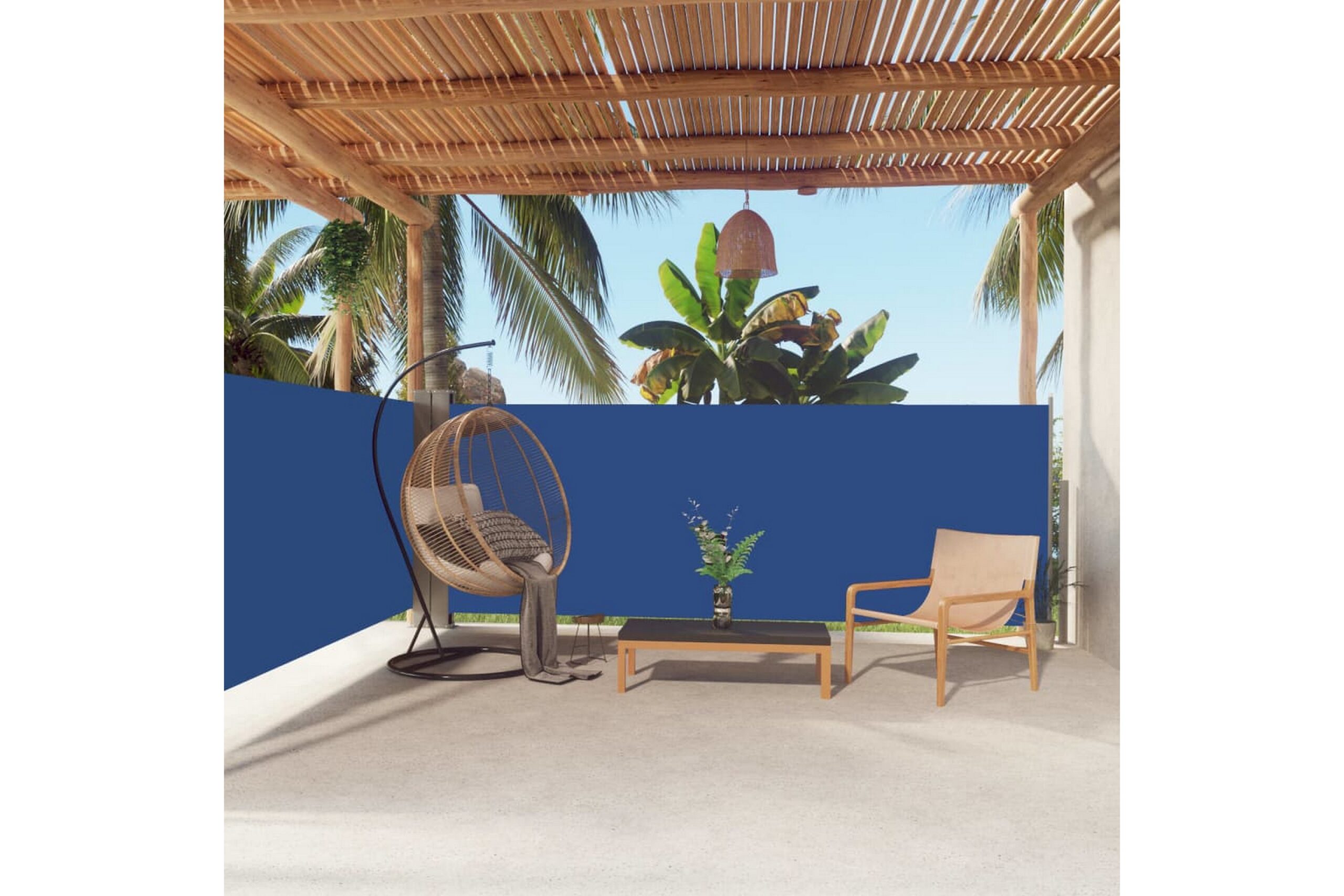 Sisäänvedettävä sivumarkiisi sininen 140x600 cm - Sininen