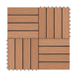 Lattialaatat 11 kpl WPC 30x30 cm 1m² tiikin värinen - Ruskea