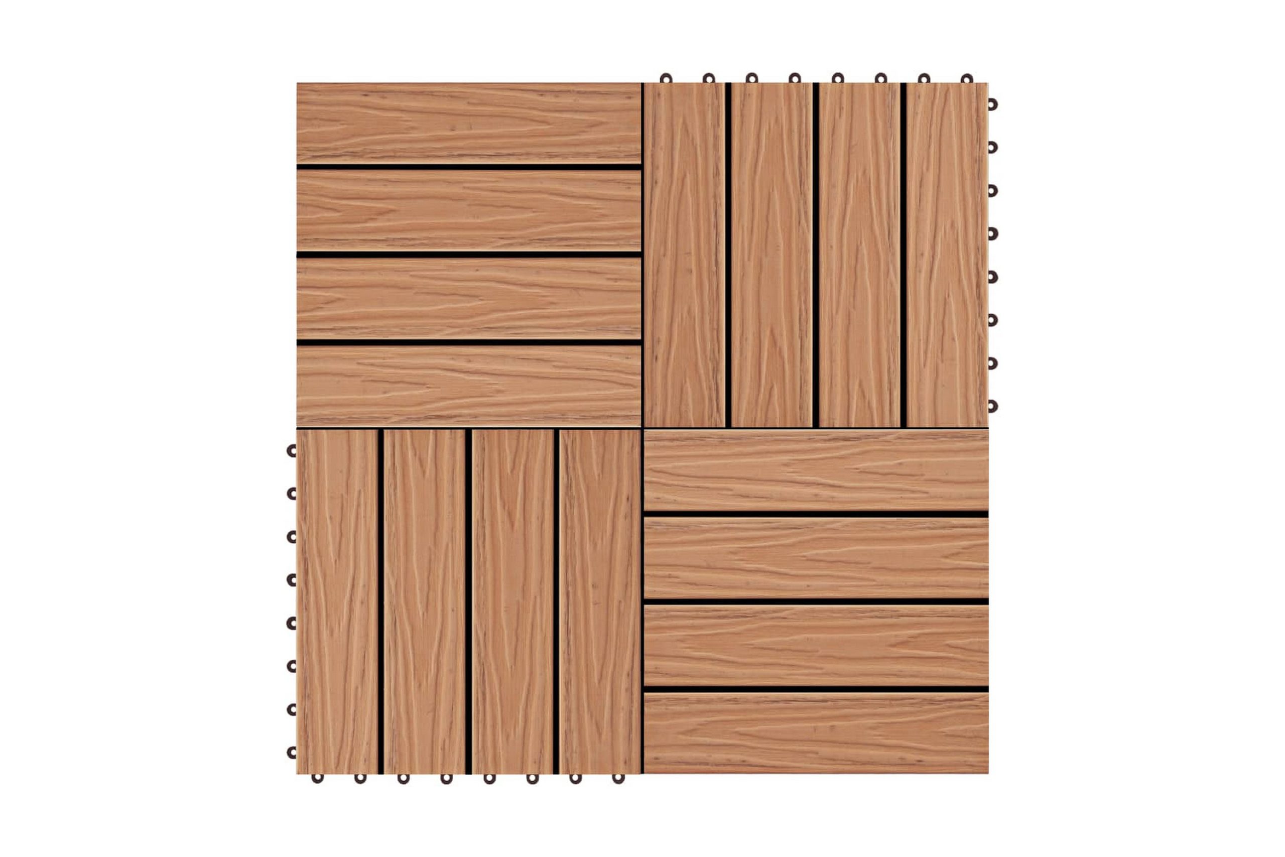 Lattialaatat 11 kpl WPC 30x30 cm 1m² tiikin värinen - Ruskea