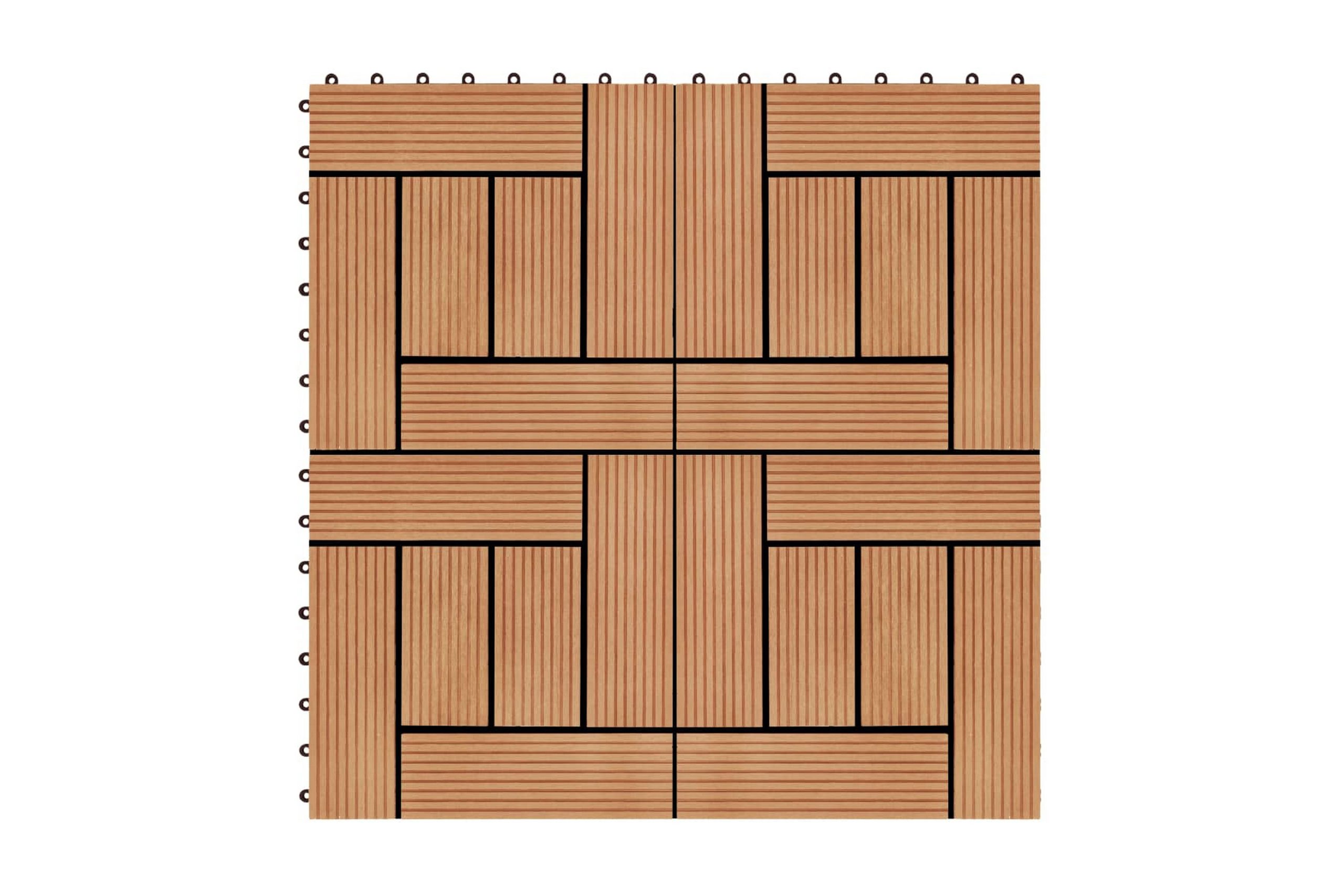 Lattialaatat 11 kpl WPC 30x30 cm 1m² tiikin värinen - Ruskea