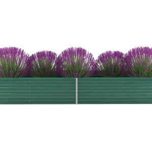 Korotettu kukkalaatikko galvanoitu teräs 320x80x45 cm vihreä - Vihreä