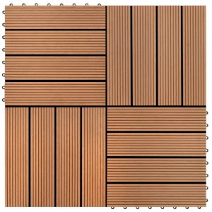 Lattialaatat 22 kpl 30x30cm 2m² puukomposiitti ruskea - Ruskea