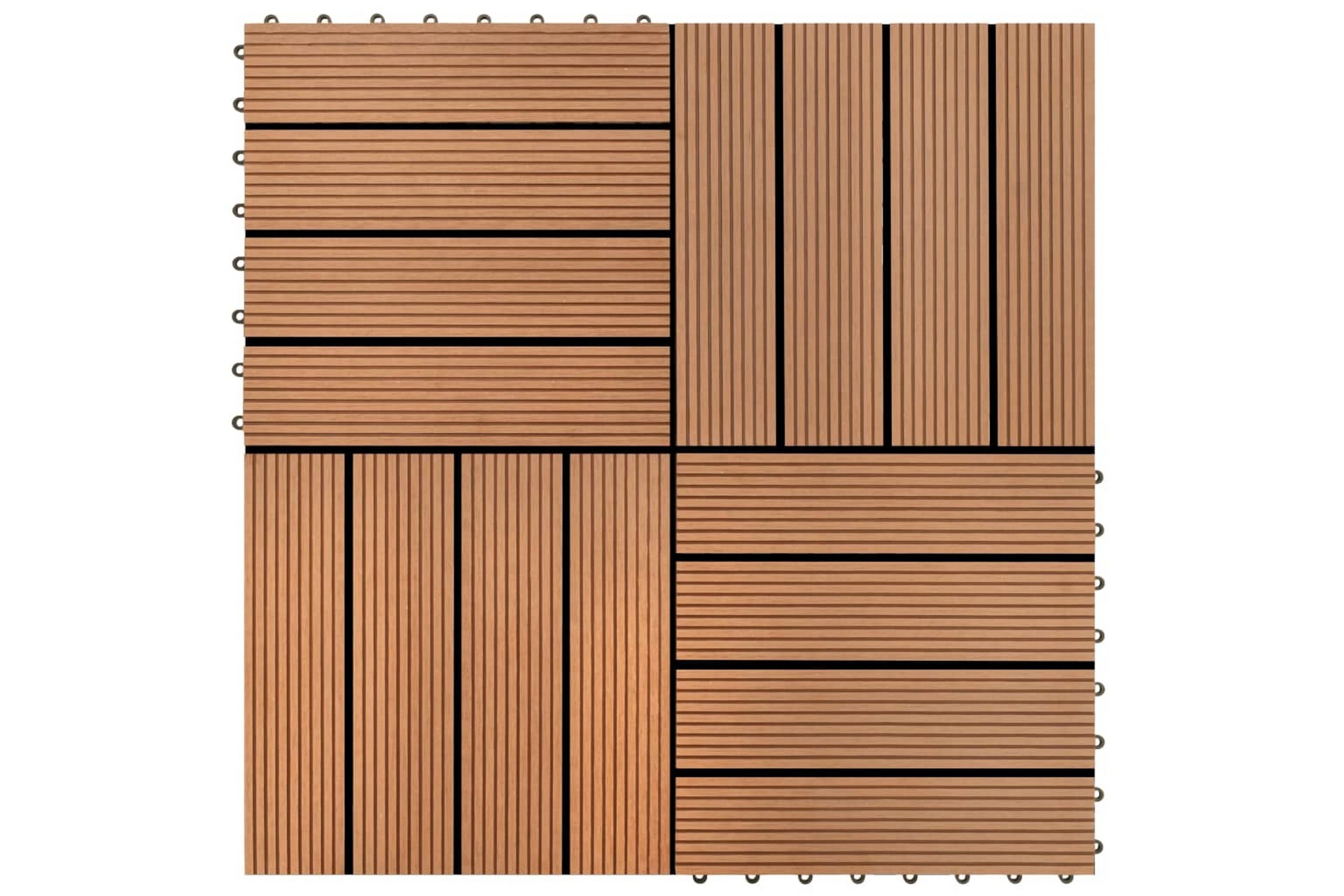 Lattialaatat 22 kpl 30x30cm 2m² puukomposiitti ruskea - Ruskea