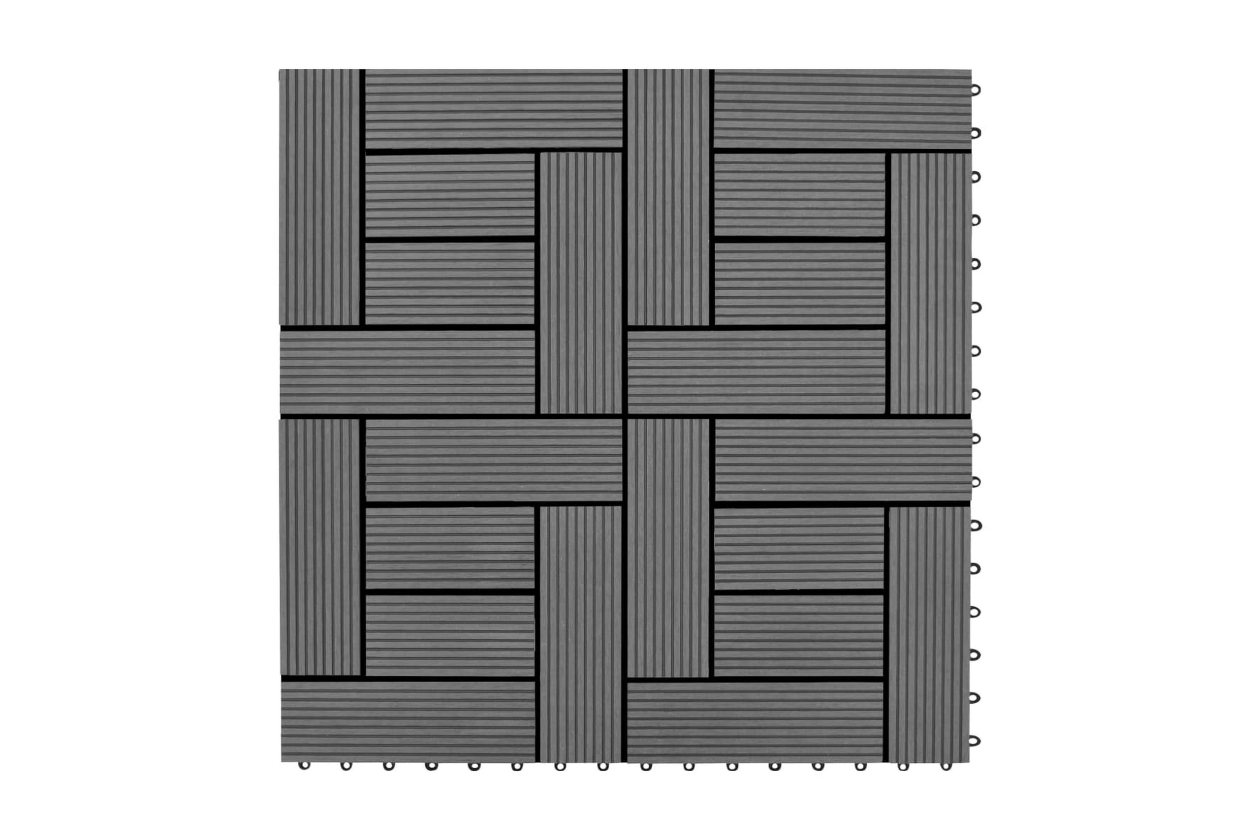 Lattialaatat 22 kpl 30x30cm 2m² puukomposiitti harmaa - Harmaa