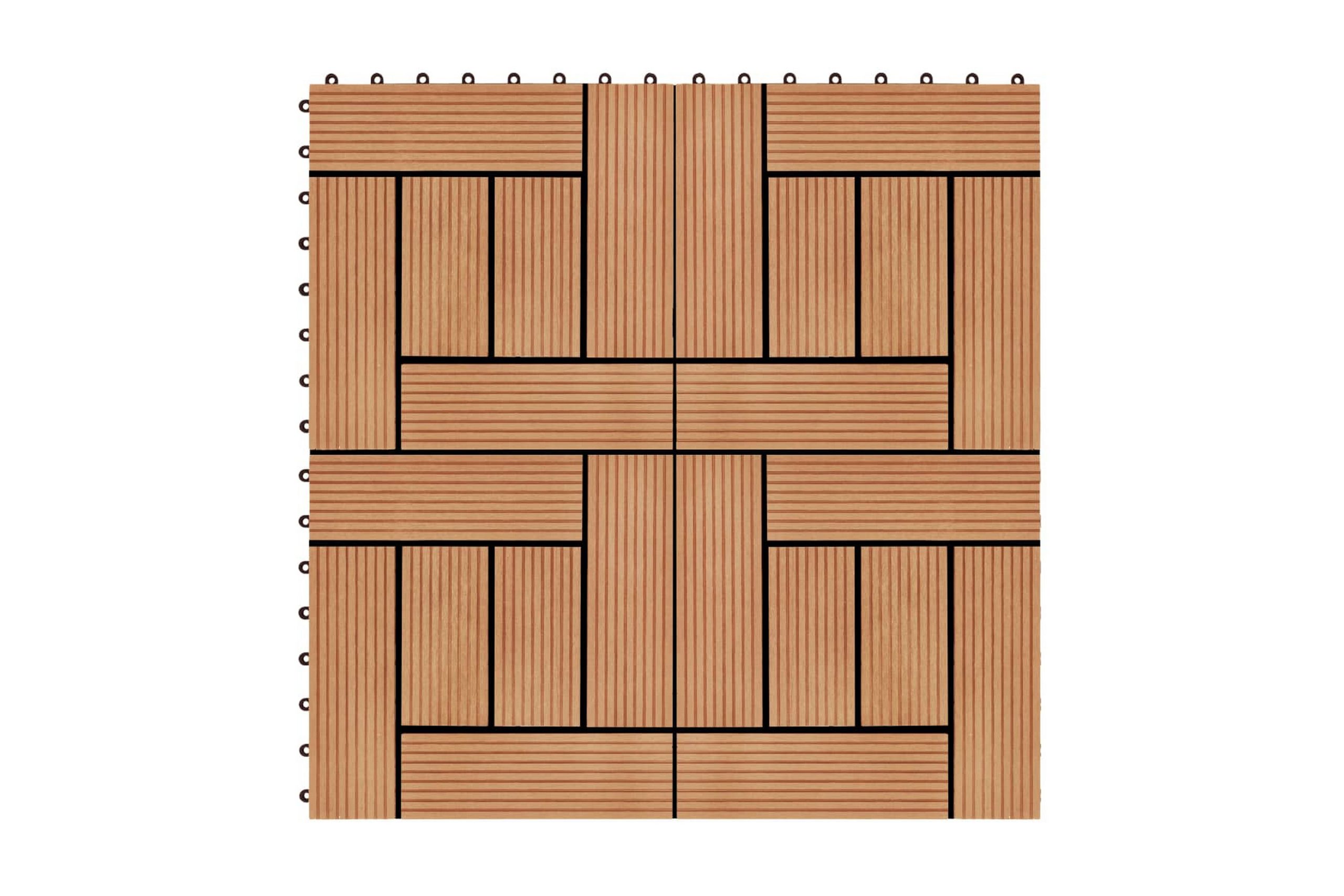 Lattialaatat 22 kpl 30x30cm 2m² puukomposiitti tiikinvärinen - Ruskea