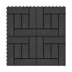 Lattialaatat 22 kpl 30x30cm 2m² puukomposiitti musta - Musta
