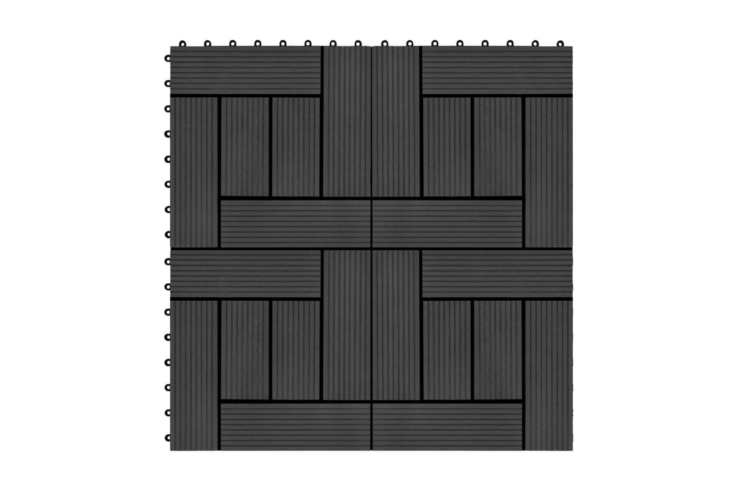 Lattialaatat 22 kpl 30x30cm 2m² puukomposiitti musta - Musta