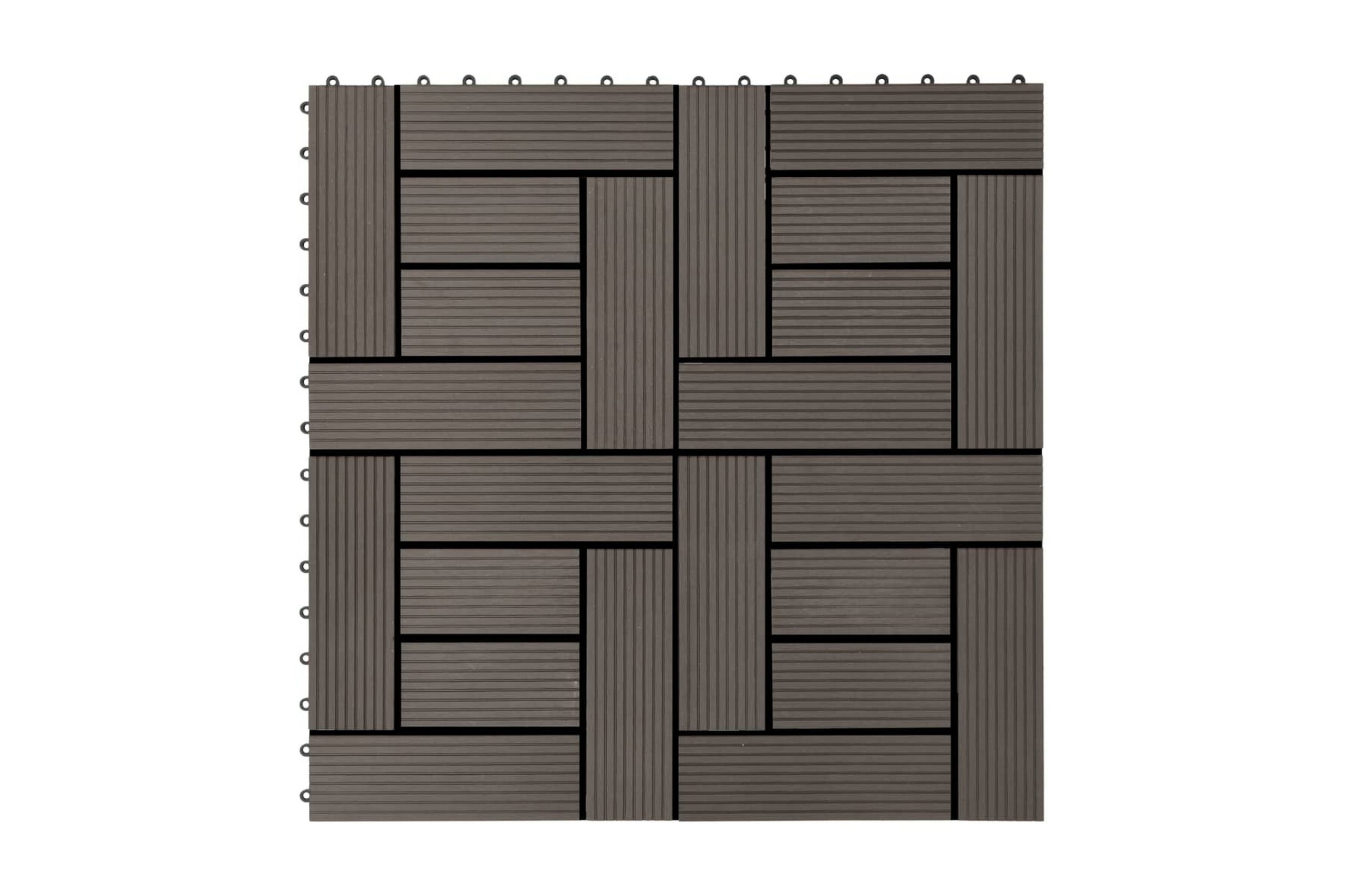 Lattialaatat 22 kpl 30x30cm 2m² puukomposiitti tummanruskea - Ruskea