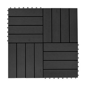 Lattialaatat 22 kpl 30x30cm 2m² puukomposiitti musta - Musta