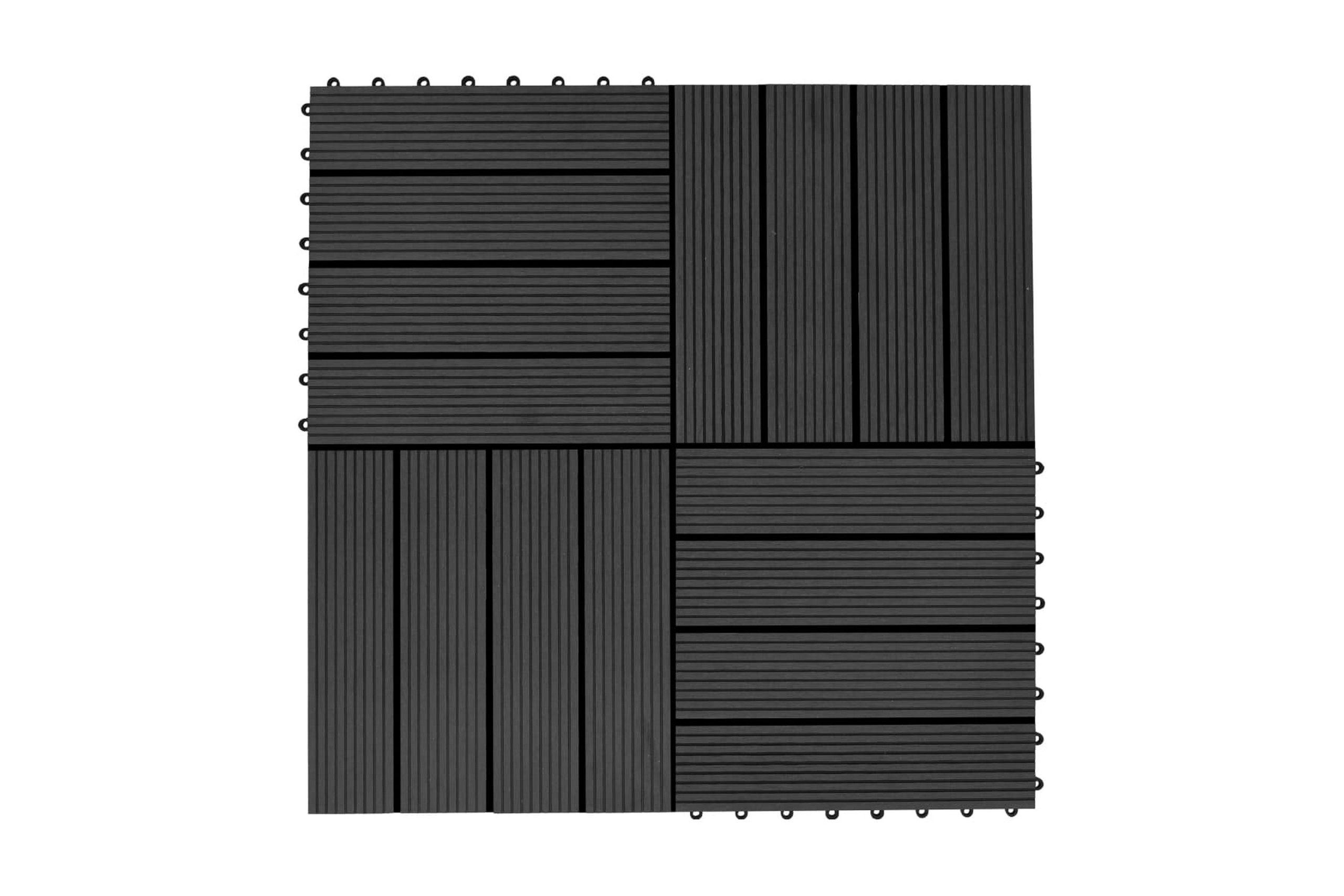 Lattialaatat 22 kpl 30x30cm 2m² puukomposiitti musta - Musta