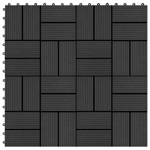 Lattialaatat 22 kpl 30x30cm 2m² puukomposiitti musta - Musta