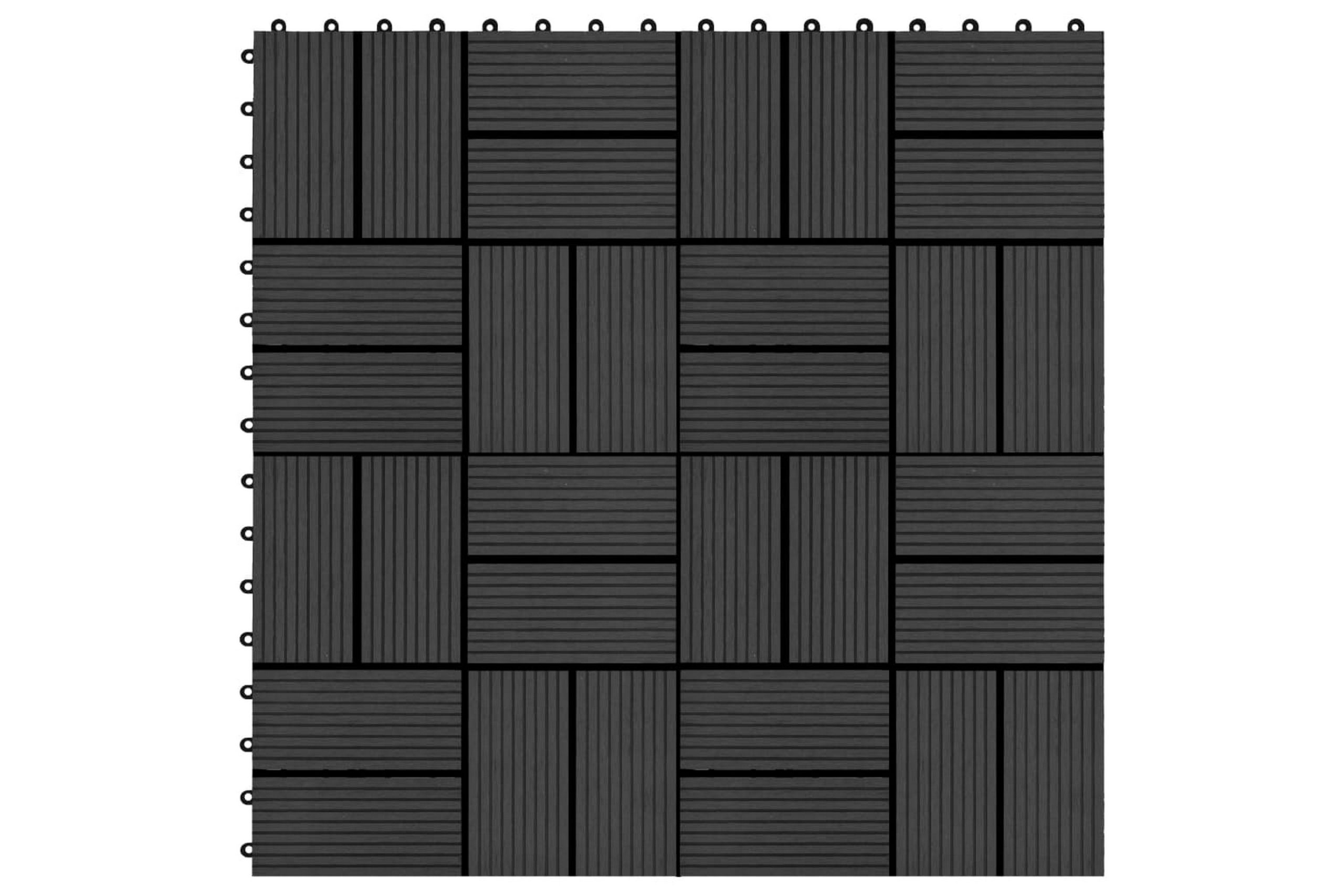 Lattialaatat 22 kpl 30x30cm 2m² puukomposiitti musta - Musta