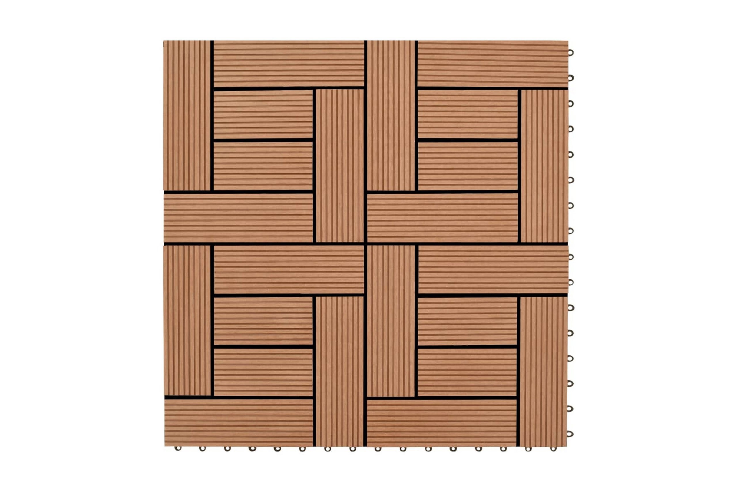 Lattialaatat 22 kpl 30x30cm 2m² puukomposiitti ruskea - Ruskea