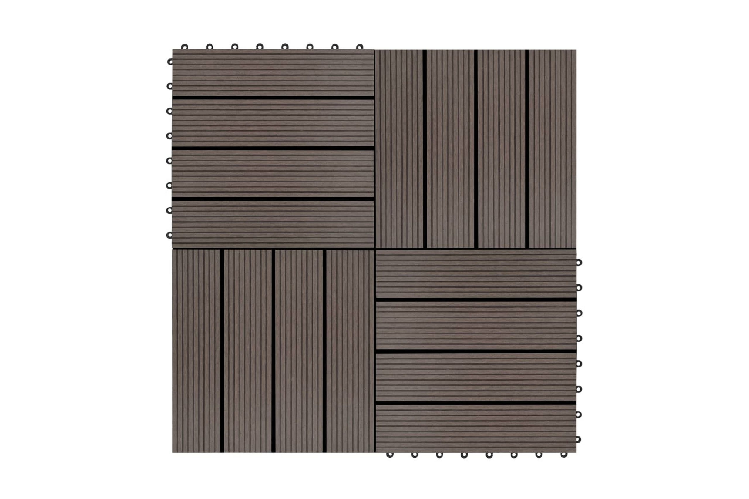 Lattialaatat 22 kpl 30x30cm 2m² puukomposiitti tummanruskea - Ruskea
