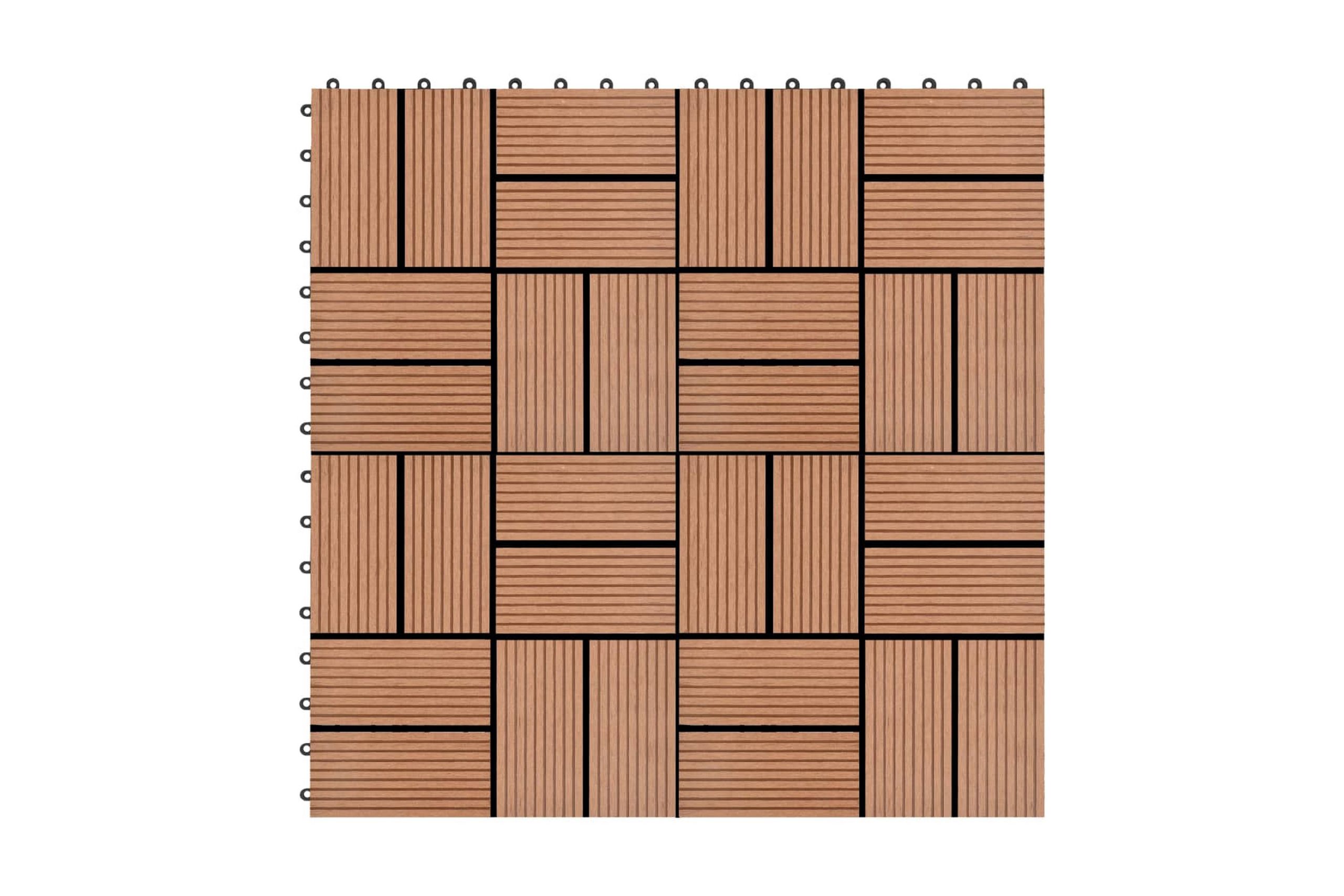 Lattialaatat 22 kpl 30x30cm 2m² puukomposiitti ruskea - Ruskea