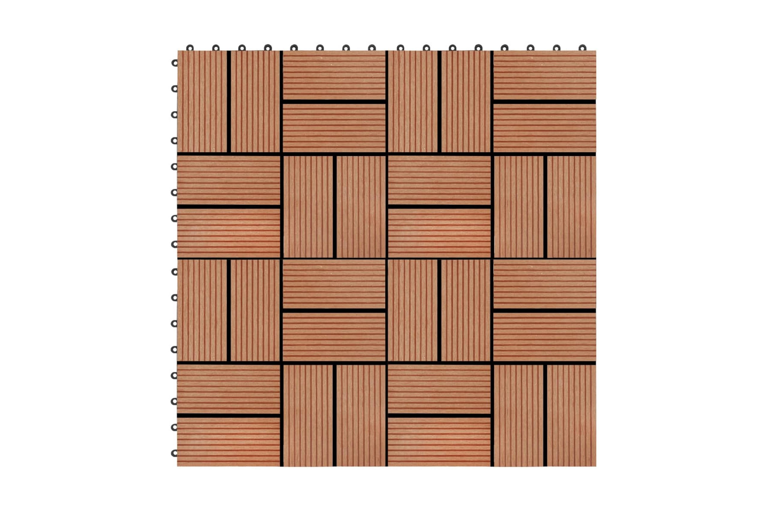 Lattialaatat 22 kpl 30x30cm 2m² puukomposiitti tiikinvärinen - Ruskea