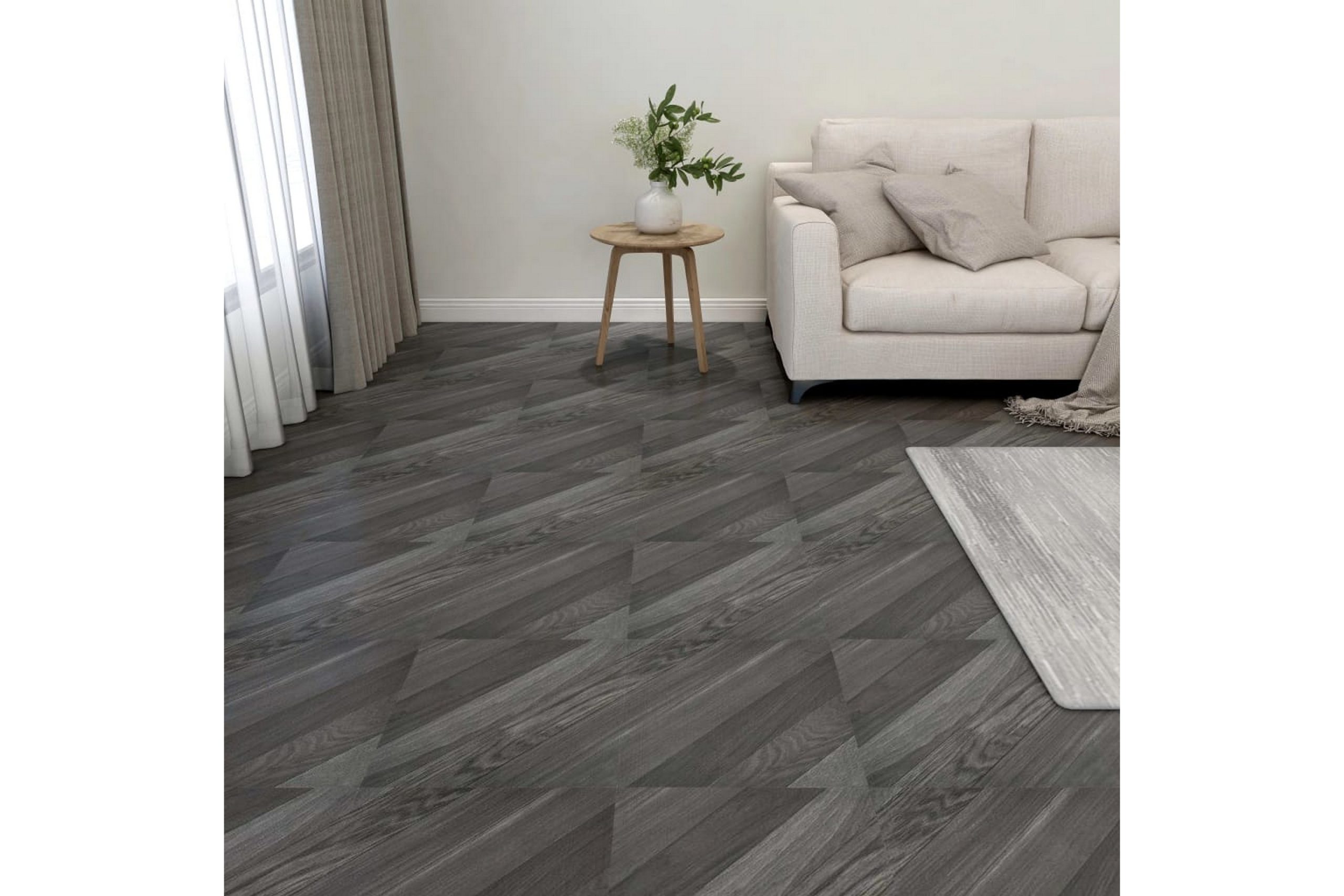 Itsekiinnittyvä lattialankku 55 kpl PVC 5,11 mÂ² harmaa rait - Harmaa