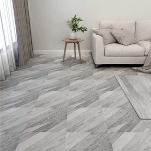 Itsekiinnittyvä lattialankku 55 kpl PVC 5,11 m² harmaa raita - Harmaa