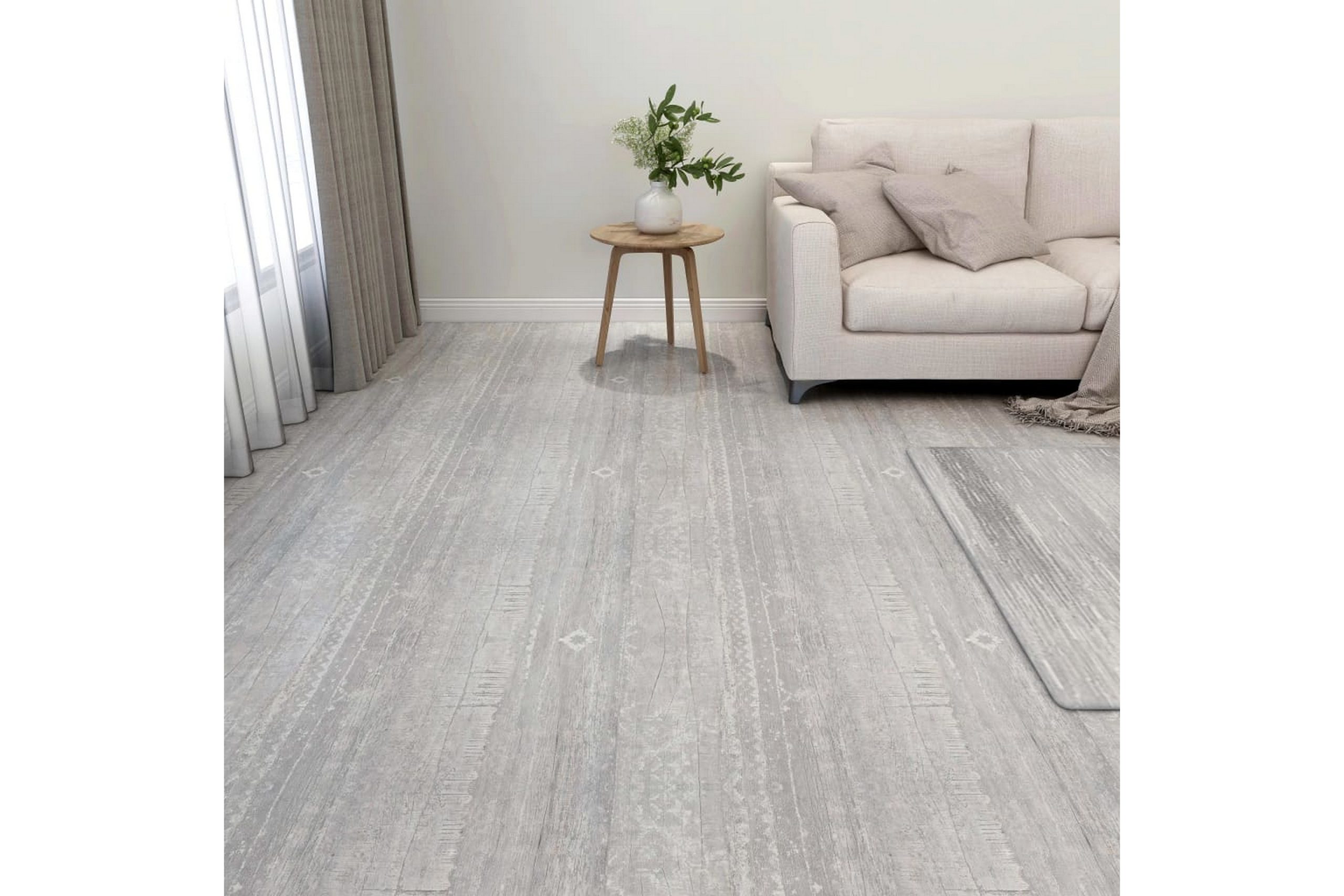 Itsekiinnittyvät lattialankut 20 kpl PVC 1,86 m² harmaa -