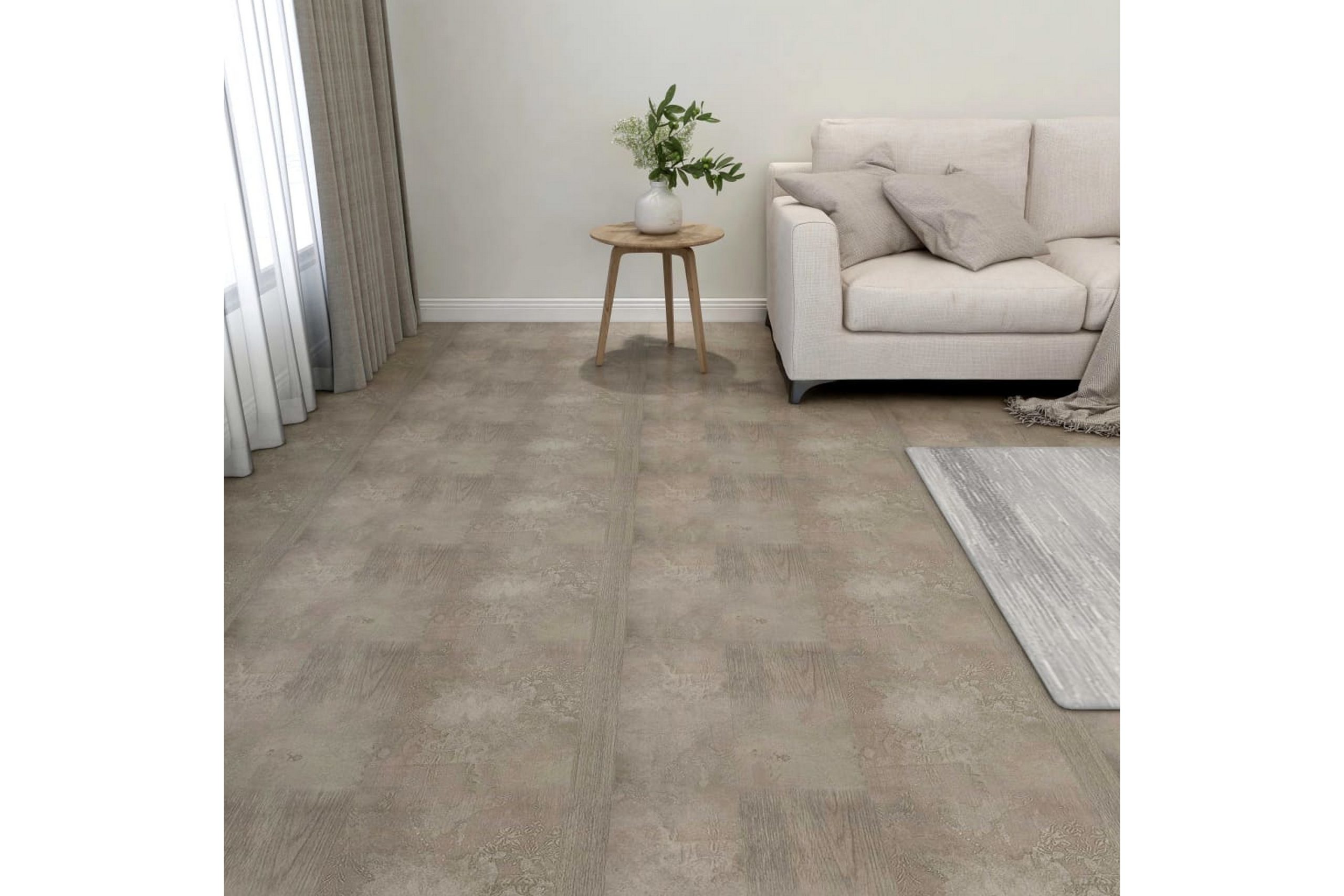 Itsekiinnittyvät lattialankut 20 kpl PVC 1,86 m² harmaa -
