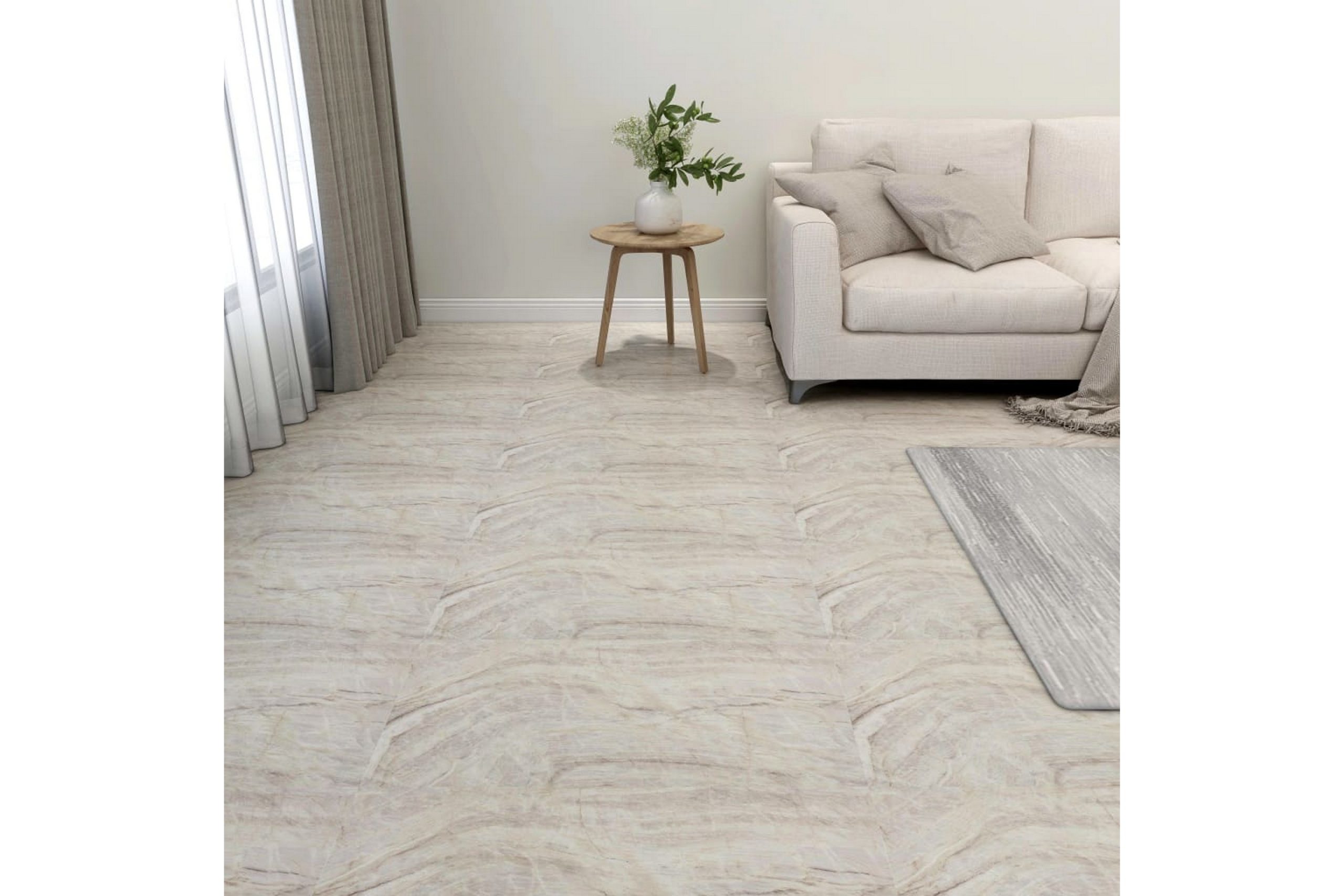 Itsekiinnittyvä lattialankku 55 kpl PVC 5,11 m² beige - Beige