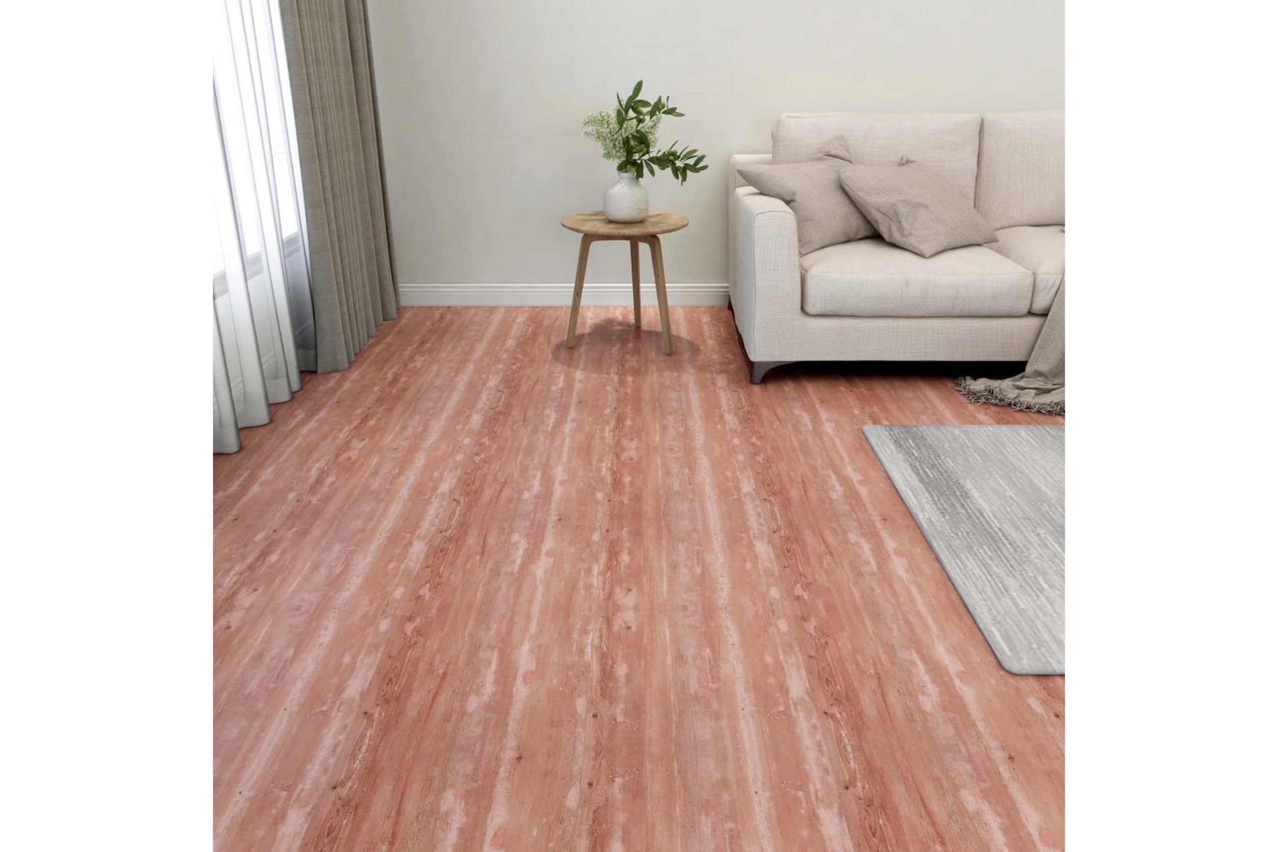 Itsekiinnittyvä lattialankku 55 kpl PVC 5,11 m² punainen - Punainen