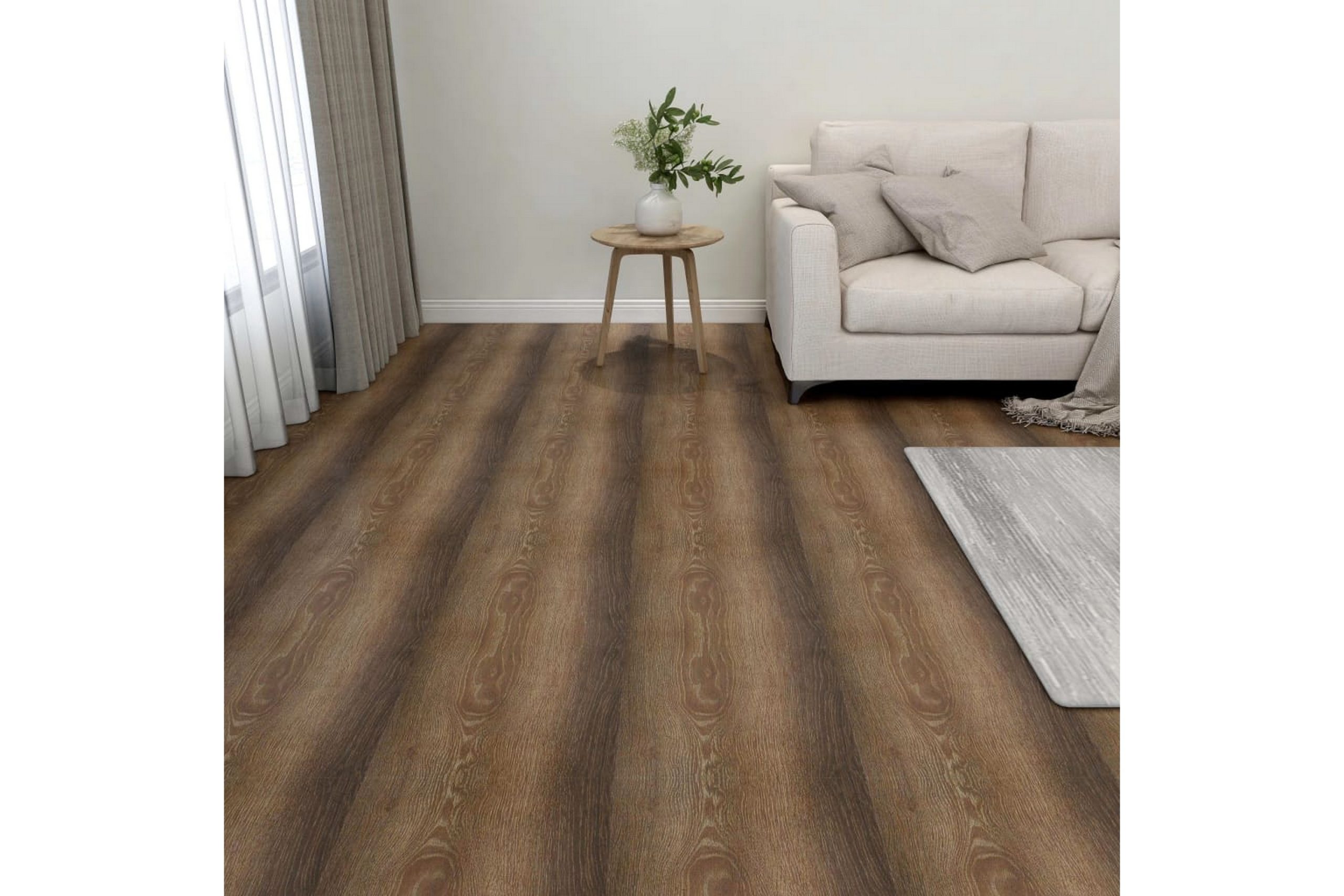 Itsekiinnittyvä lattialankku 55 kpl PVC 5,11 m² ruskea - Ruskea