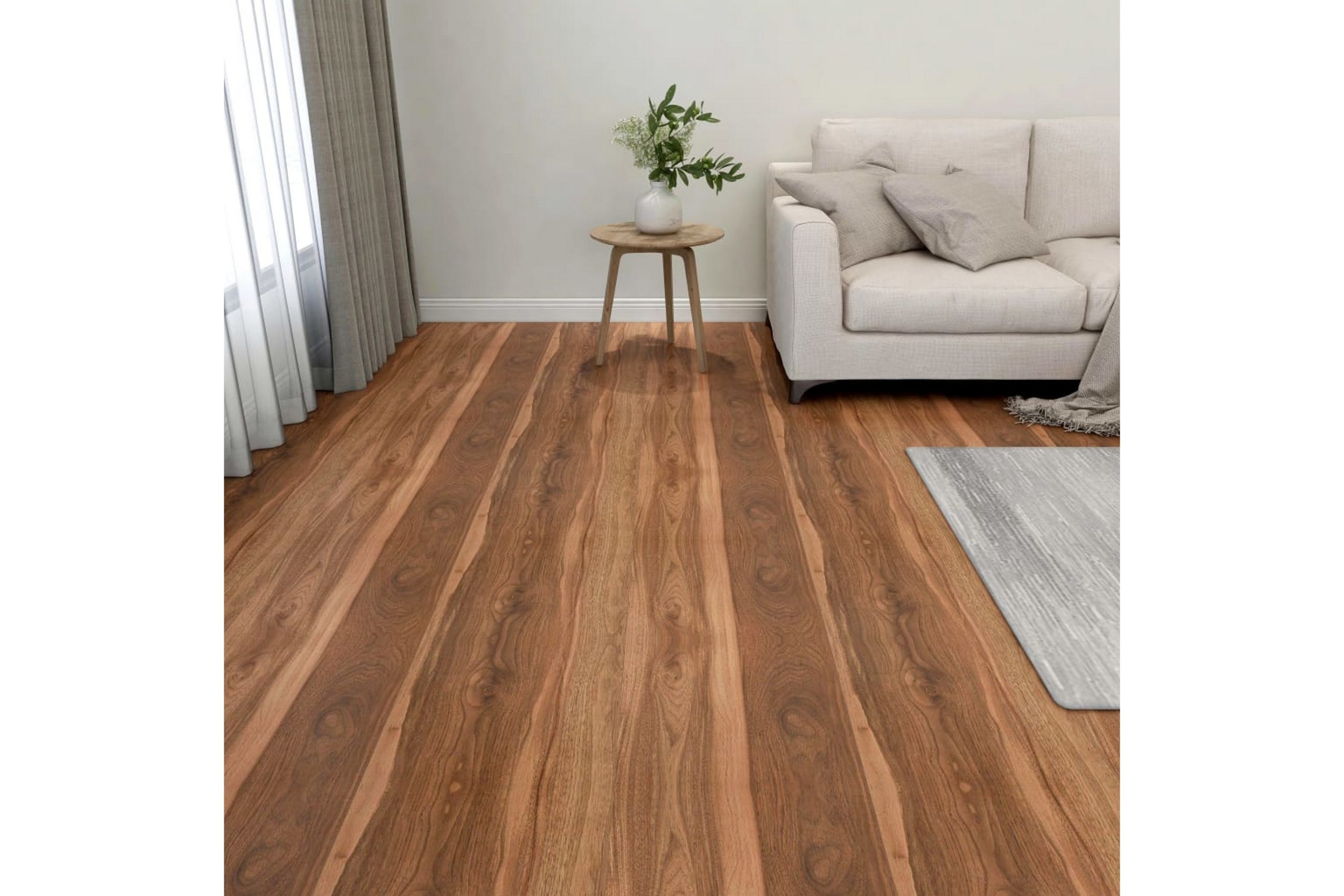 Itsekiinnittyvä lattialankku 55 kpl PVC 5,11 m² ruskea - Ruskea