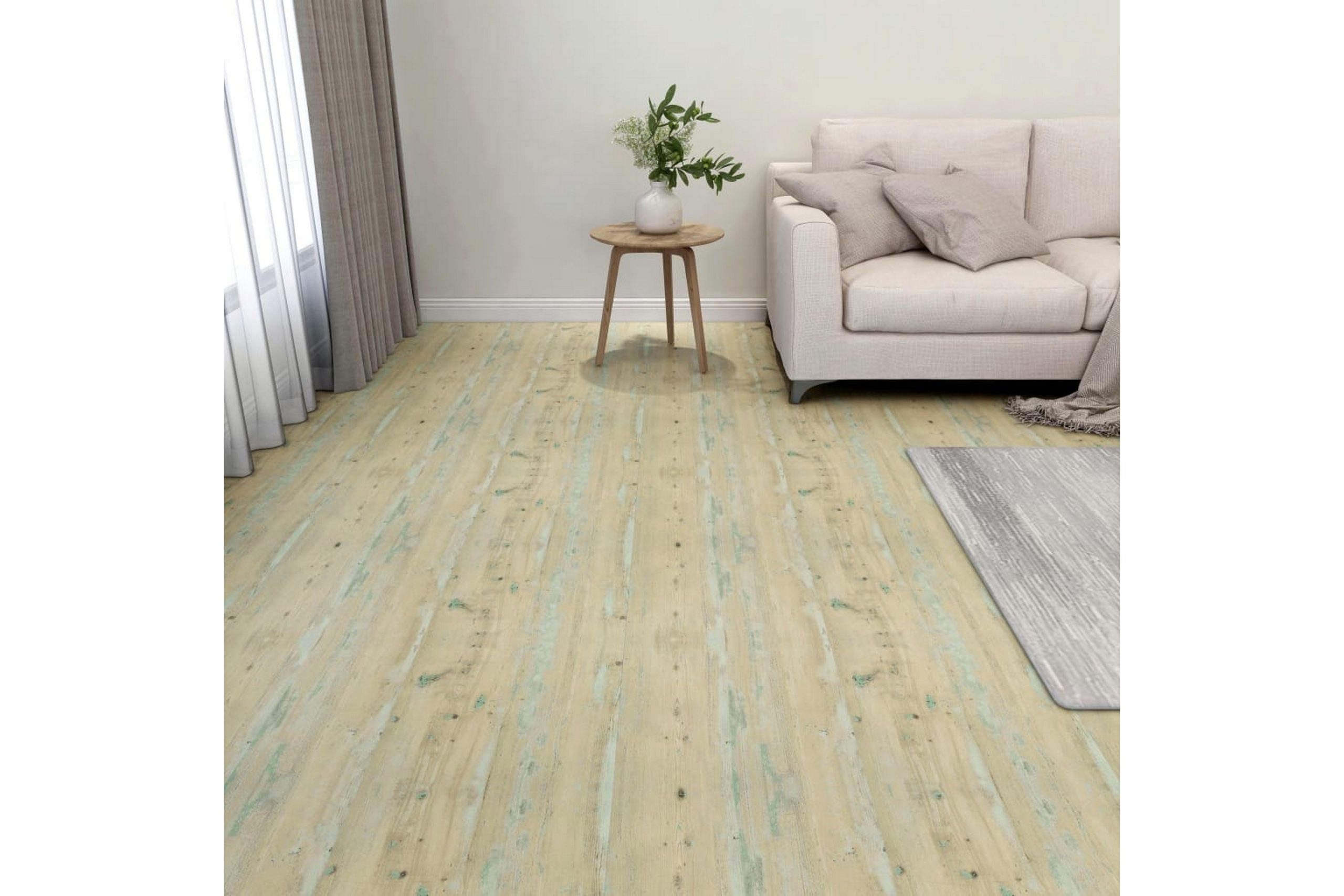 Itsekiinnittyvä lattialankku 55 kpl PVC 5,11m² vaaleanruskea - Ruskea