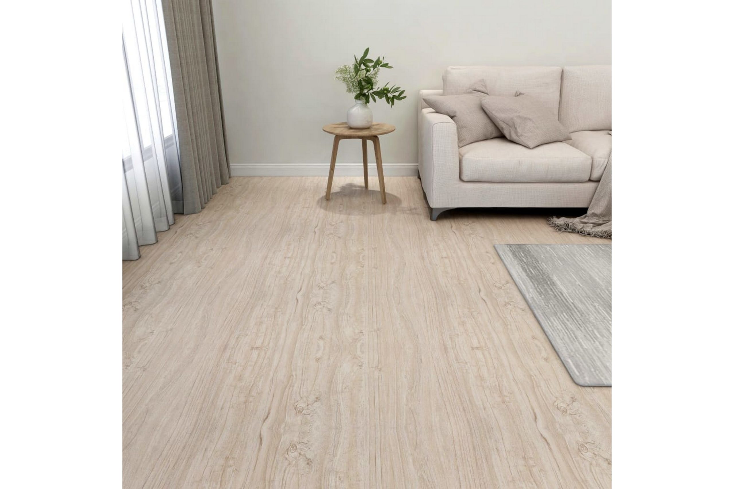Itsekiinnittyvä lattialankku 55 kpl PVC 5,11 mÂ² vaaleanrusk - Ruskea