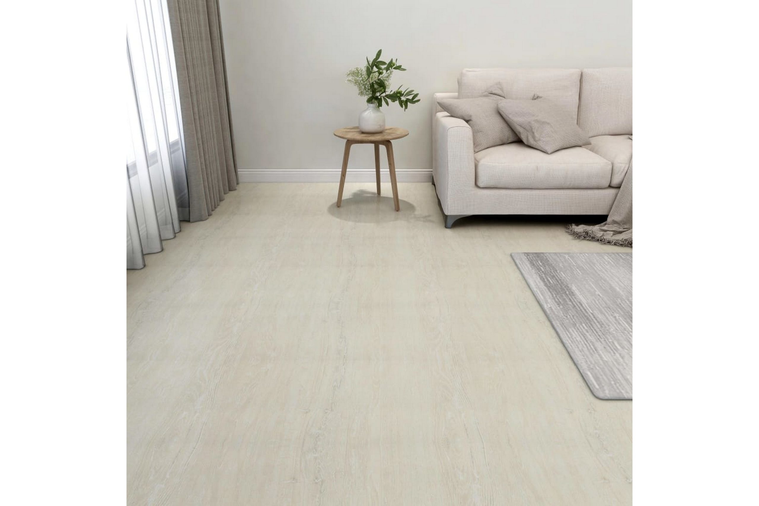 Itsekiinnittyvä lattialankku 55 kpl PVC 5,11 m² kerma - Kerma