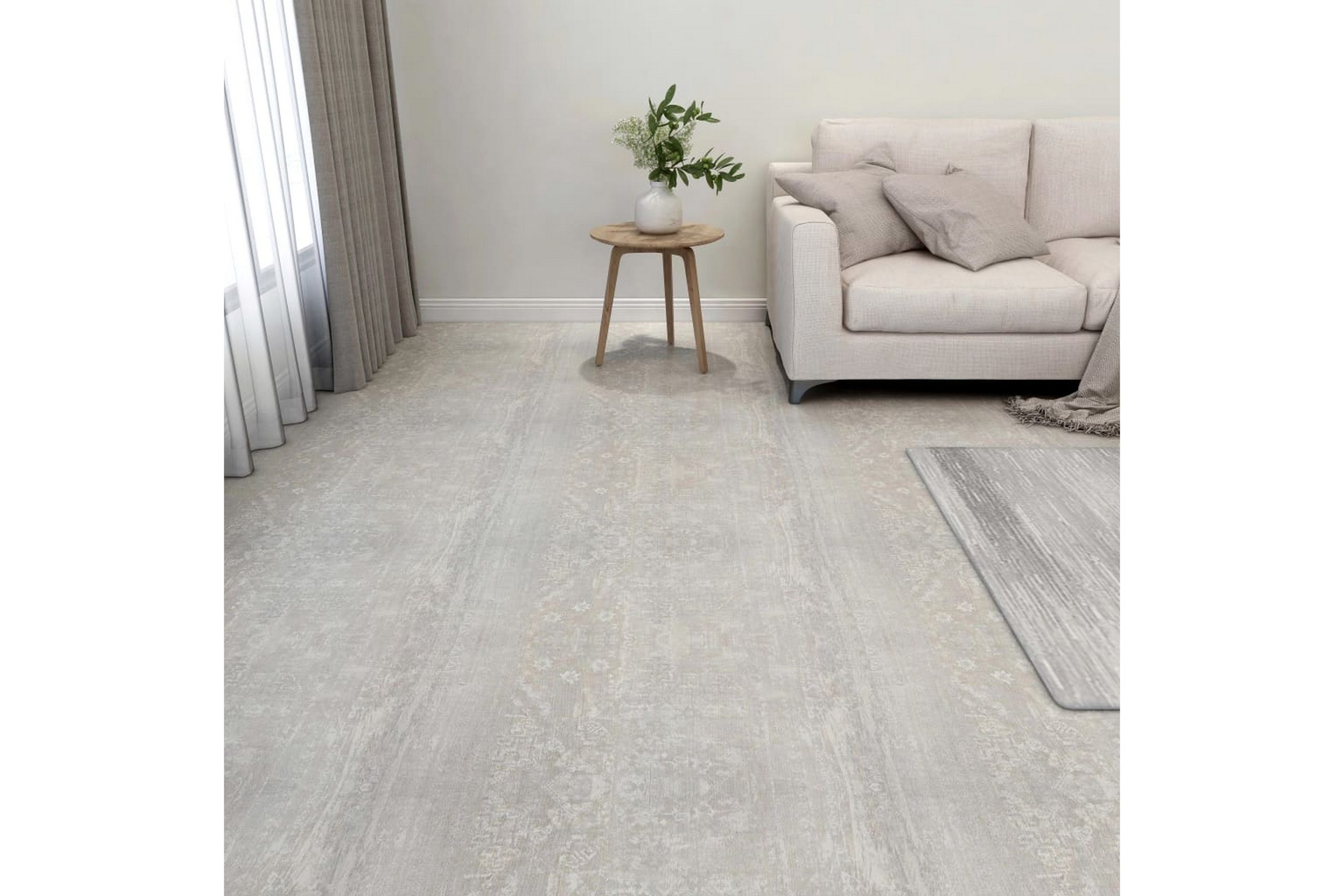 Itsekiinnittyvä lattialankku 55 kpl PVC 5,11m² vaaleanharmaa - Harmaa