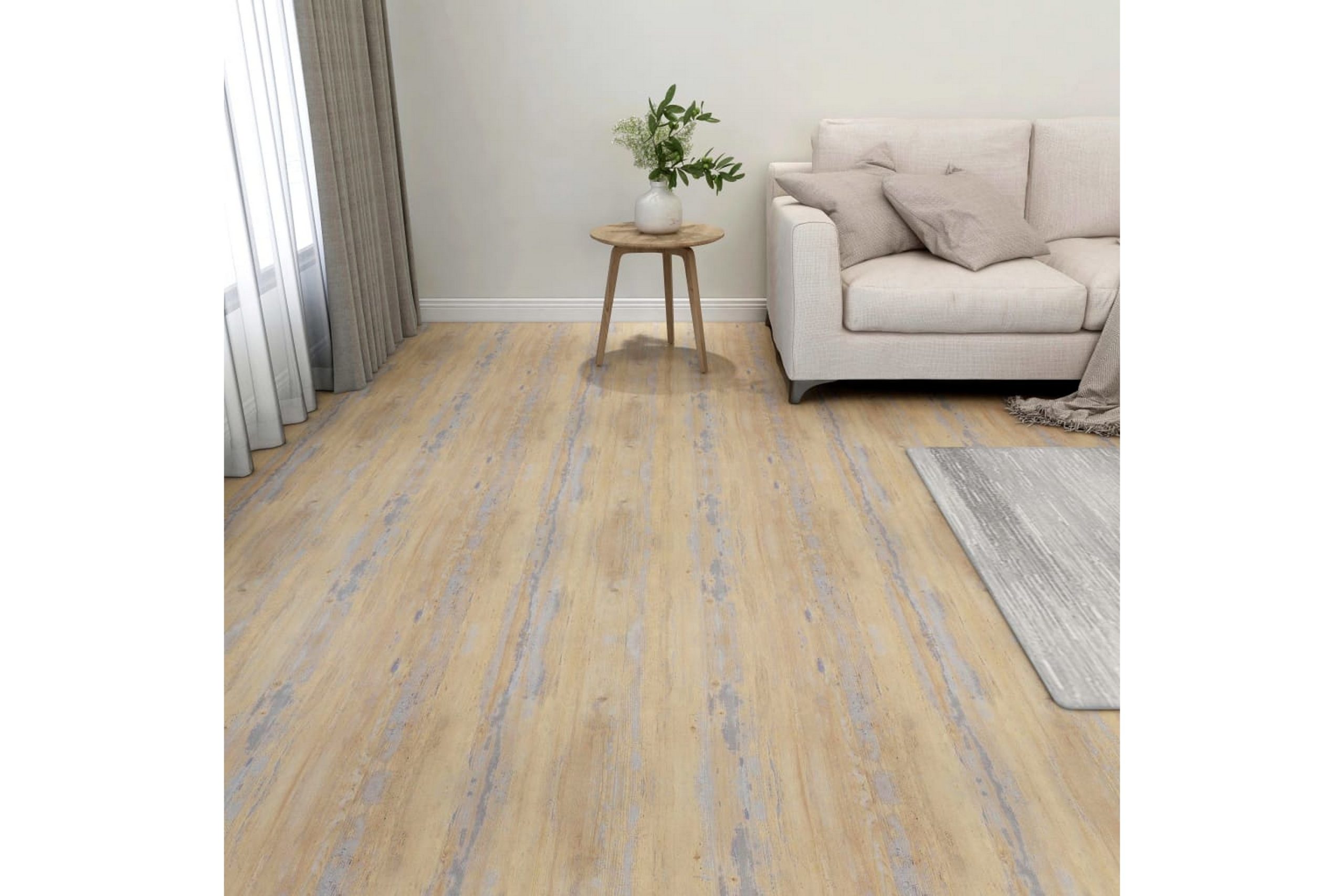 Itsekiinnittyvät lattialankut 20 kpl PVC 1,86 m² ruskea -