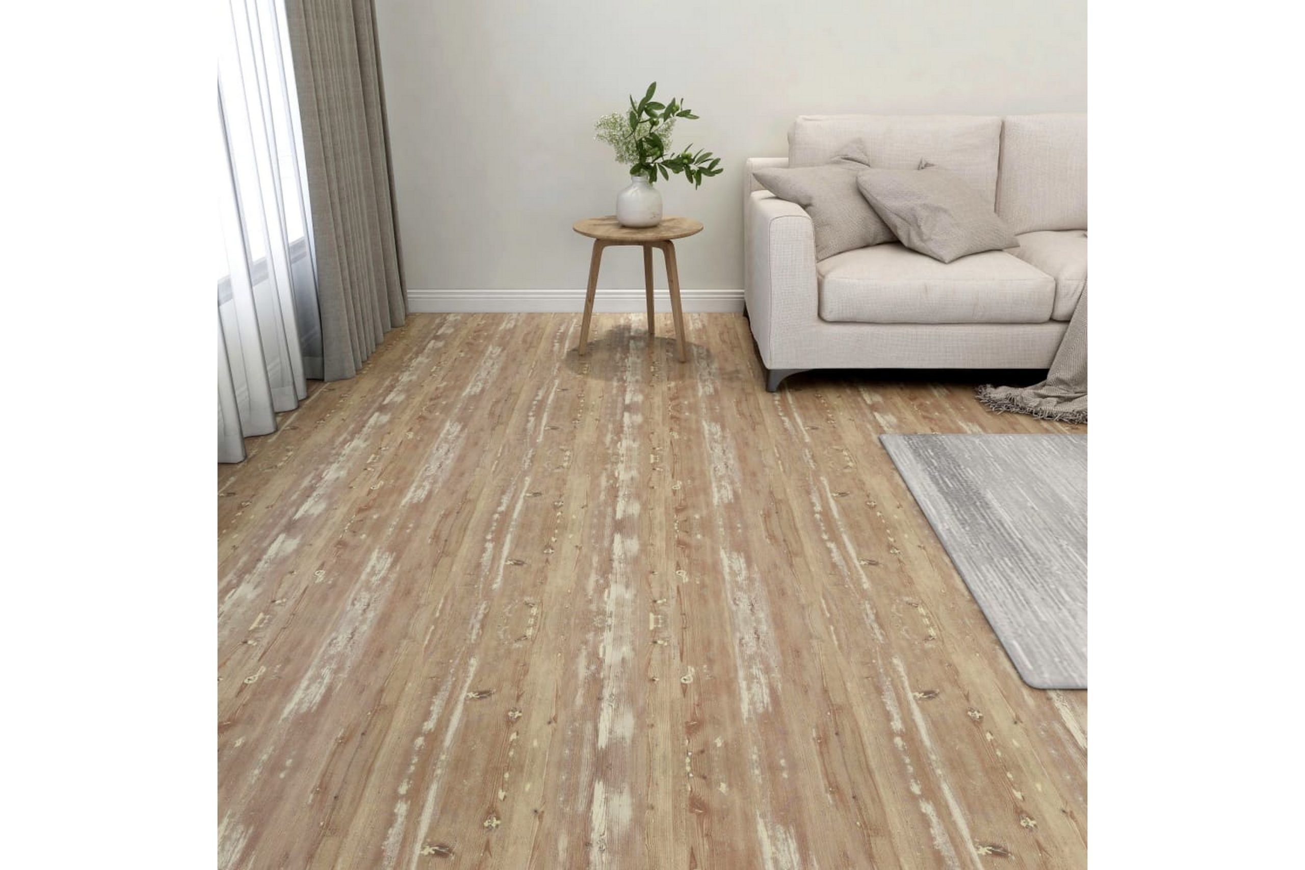 Itsekiinnittyvät lattialankut 20 kpl PVC 1,86 m² ruskea -