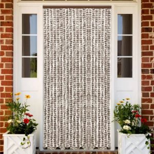 Hyönteisverho harmaanruskea ja valkoinen 56x185 cm Chenille - Taupe