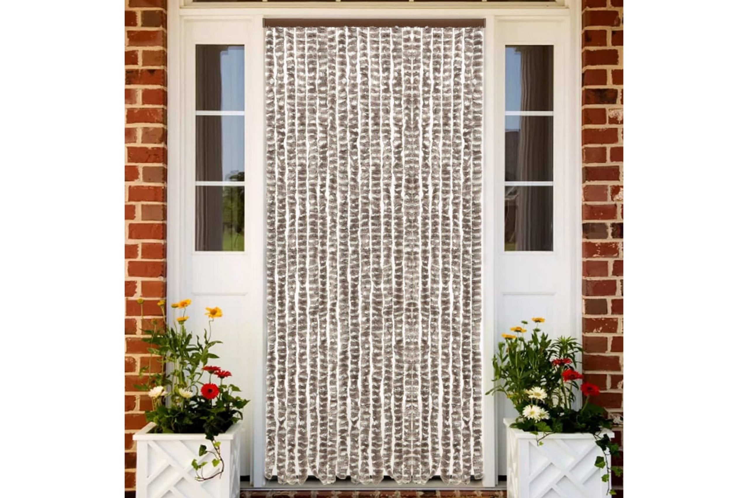Hyönteisverho harmaanruskea ja valkoinen 56x185 cm Chenille - Taupe