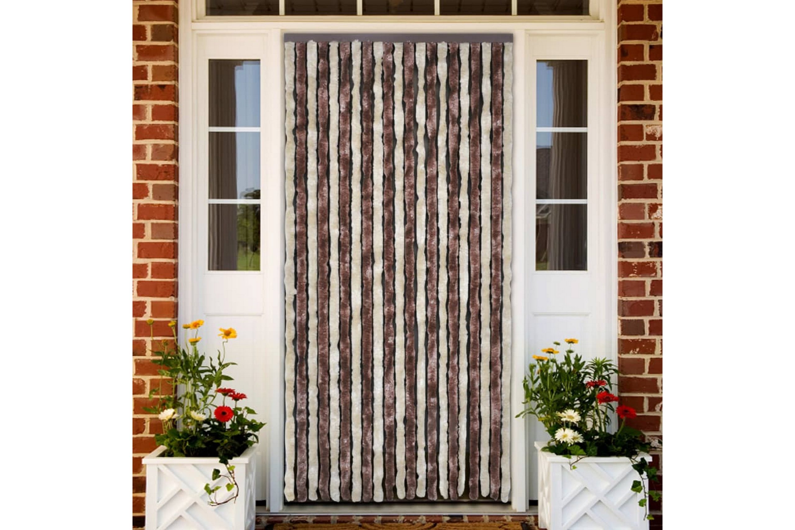 Hyönteisverho beige ja vaaleanruskea 120x220 cm Chenille - Ruskea