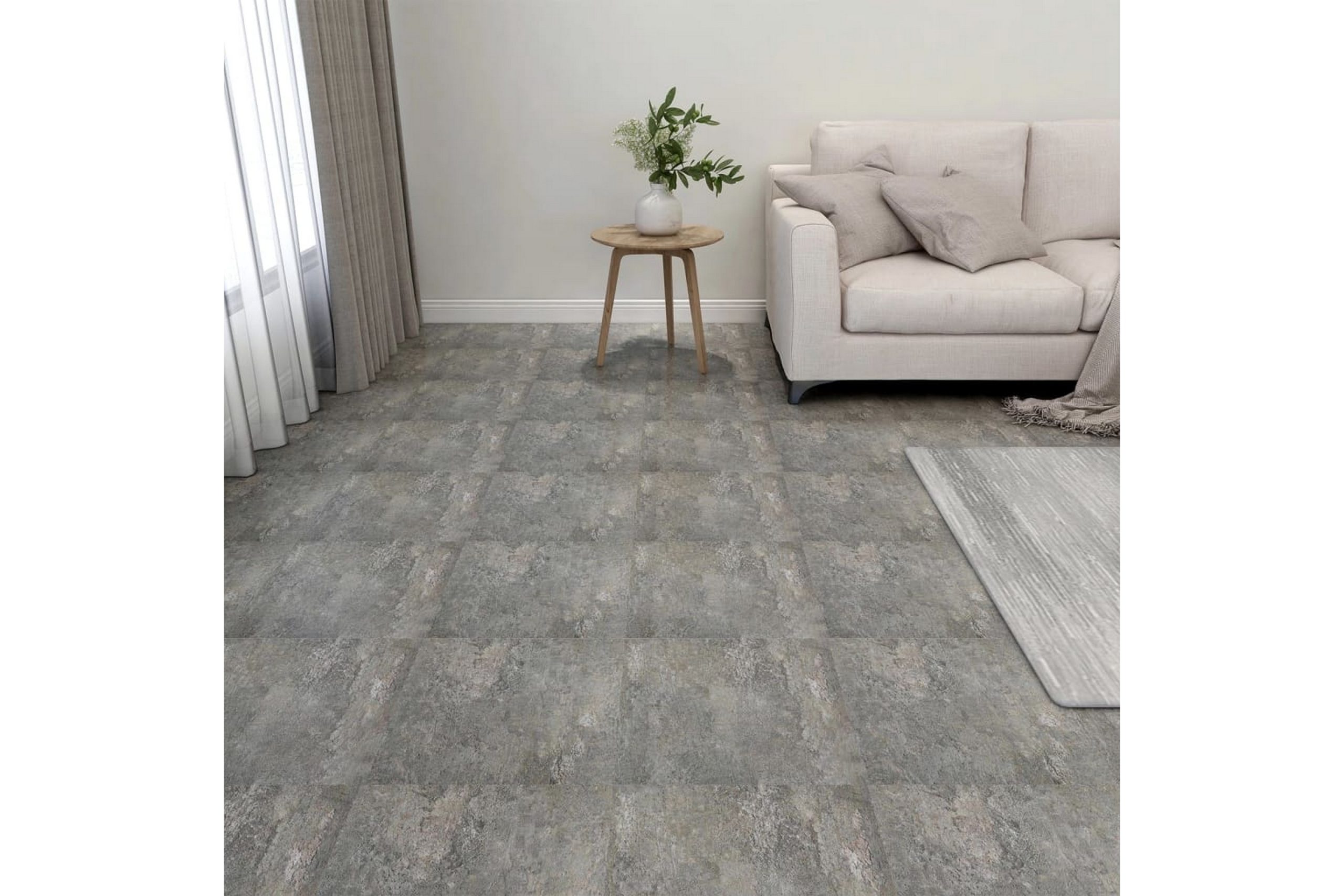Itsekiinnittyvä lattialankku 20 kpl PVC 1,86 m² - Harmaa
