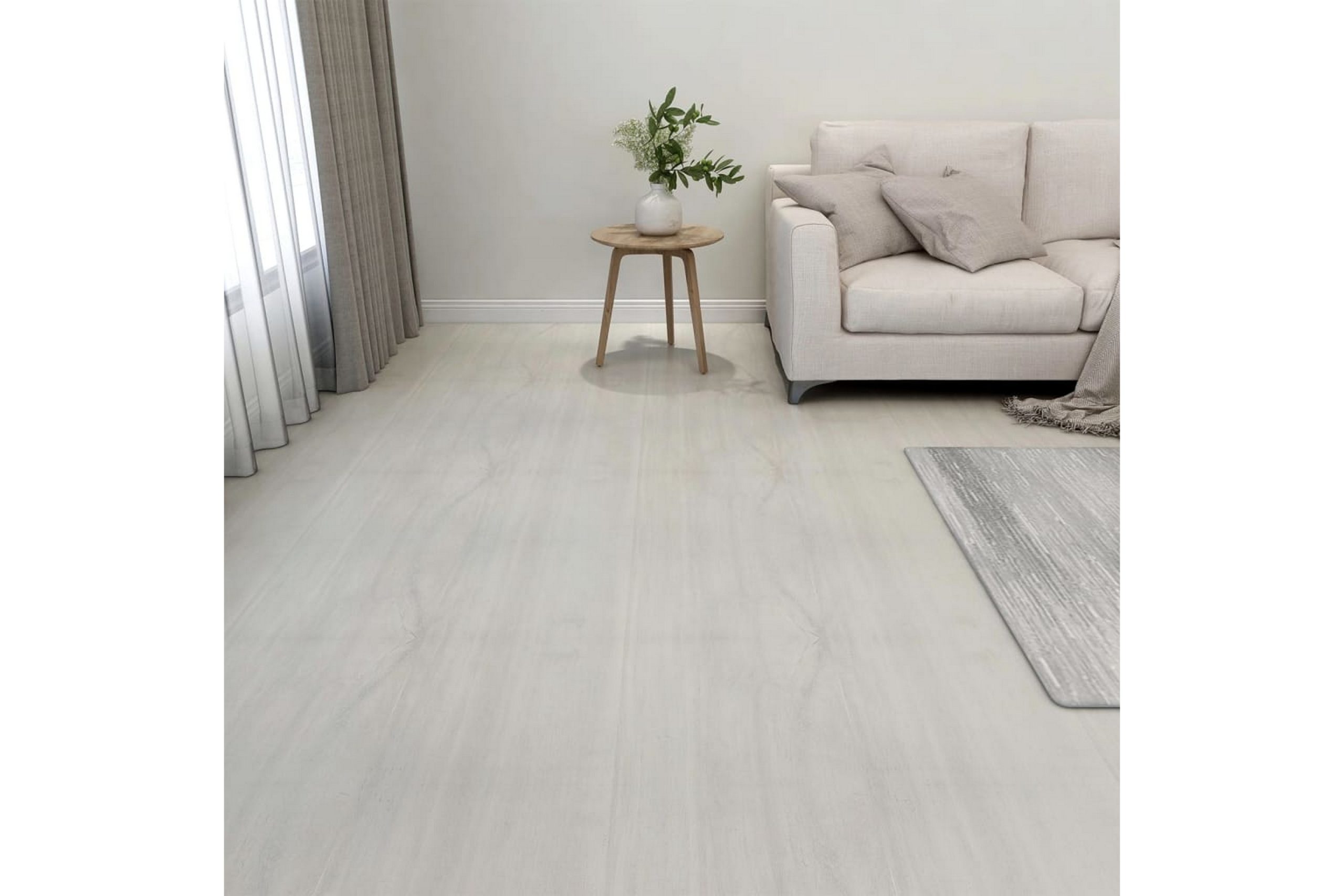 Itsekiinnittyvä lattialankku 20 kpl PVC 1,86 m² kerma - Kerma