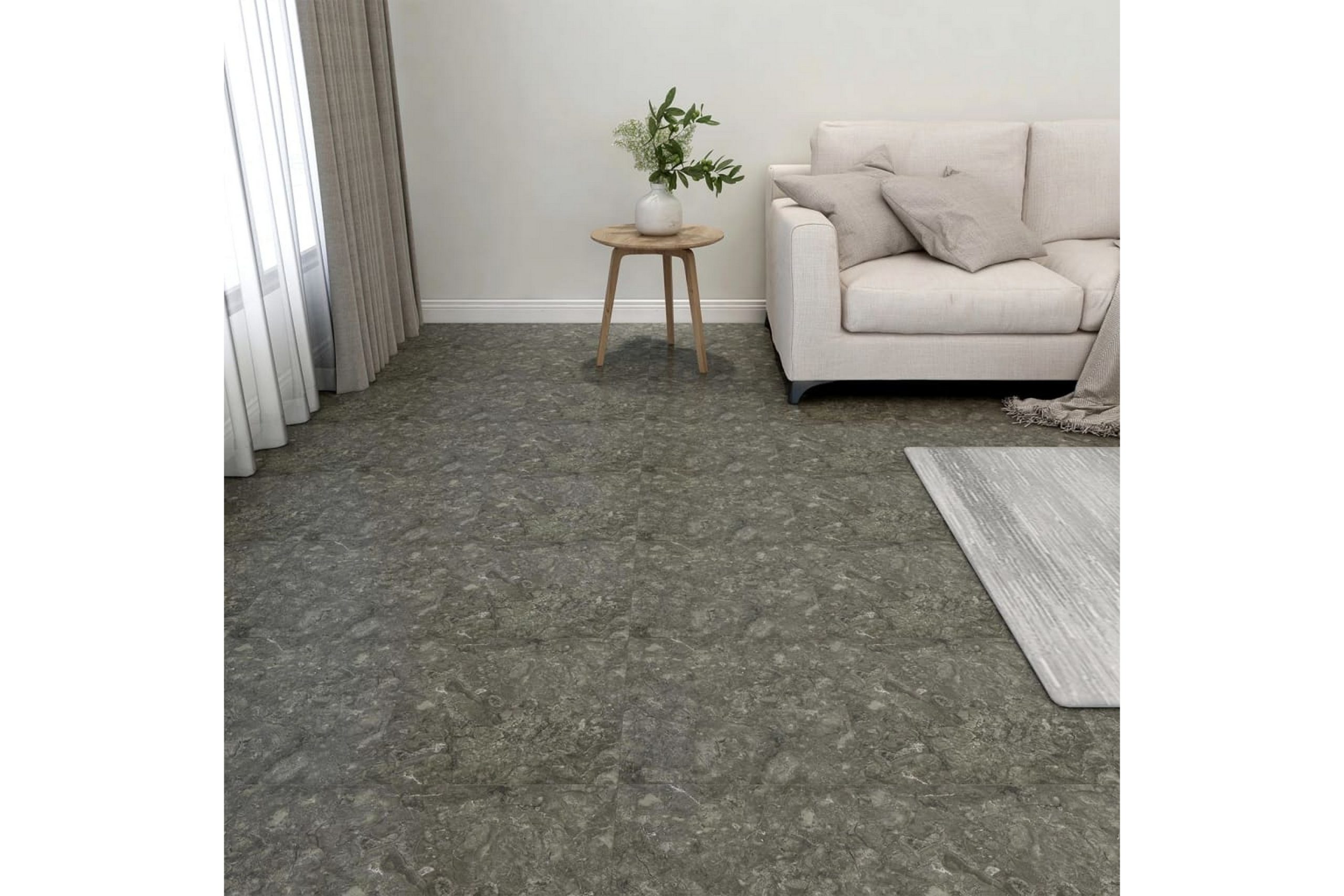 Itsekiinnittyvä lattialankku 20 kpl PVC 1,86 m² harmaa - Harmaa