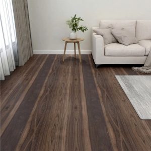 Itsekiinnittyvä lattialankku 20 kpl PVC 1,86 m² tummanruskea - Ruskea
