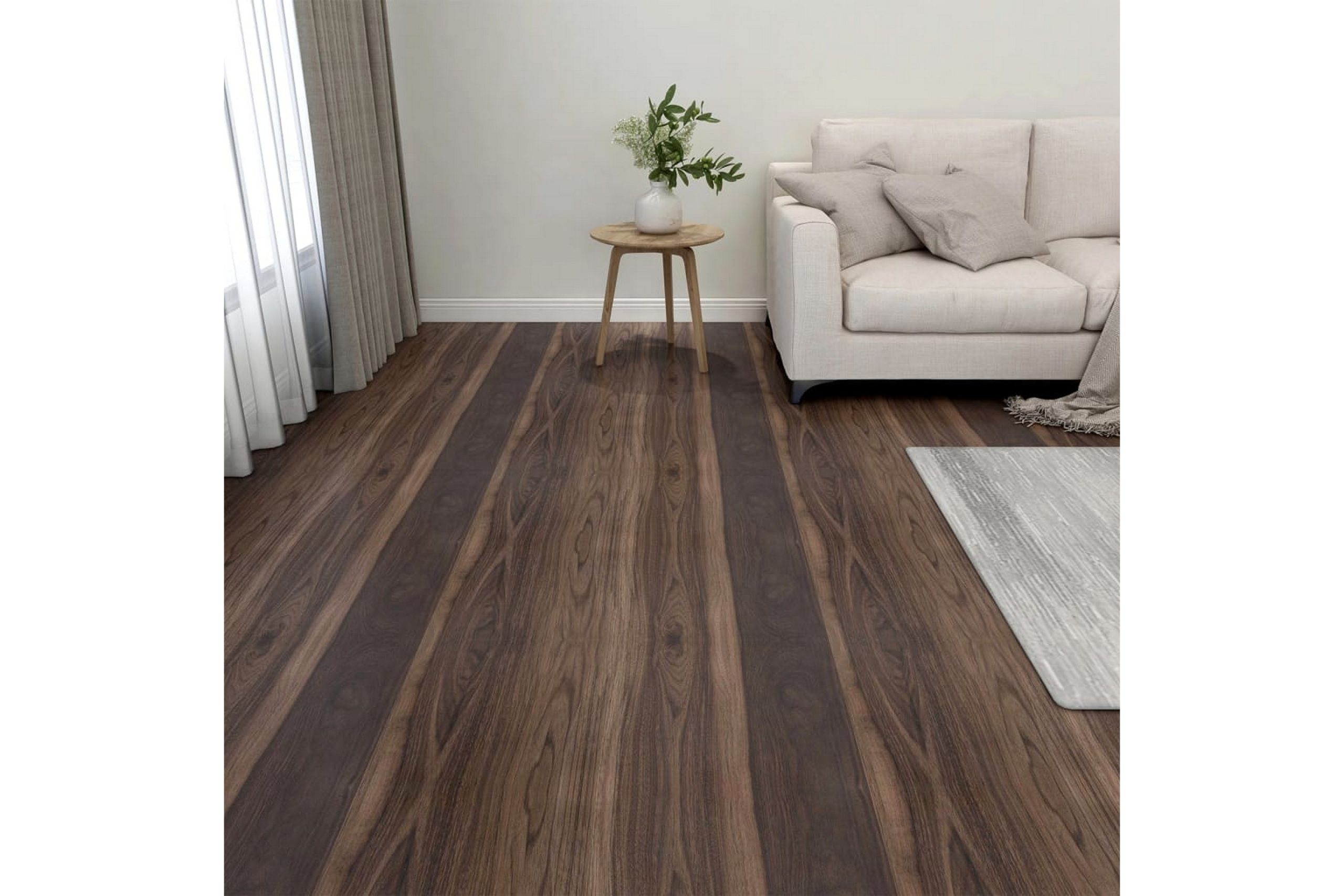 Itsekiinnittyvä lattialankku 20 kpl PVC 1,86 m² tummanruskea - Ruskea