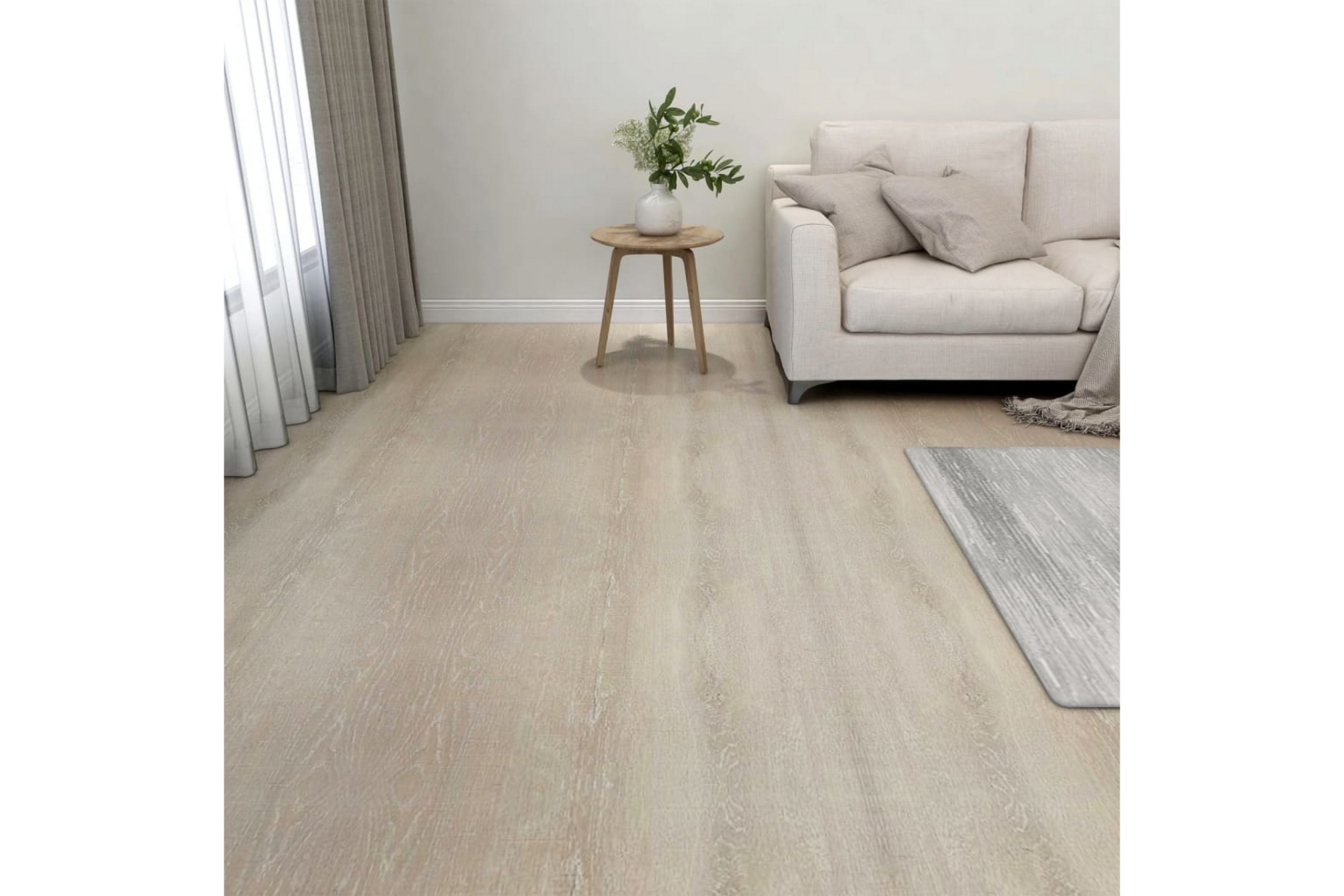 Itsekiinnittyvä lattialankku 20 kpl PVC 1,86 m² beige - Beige