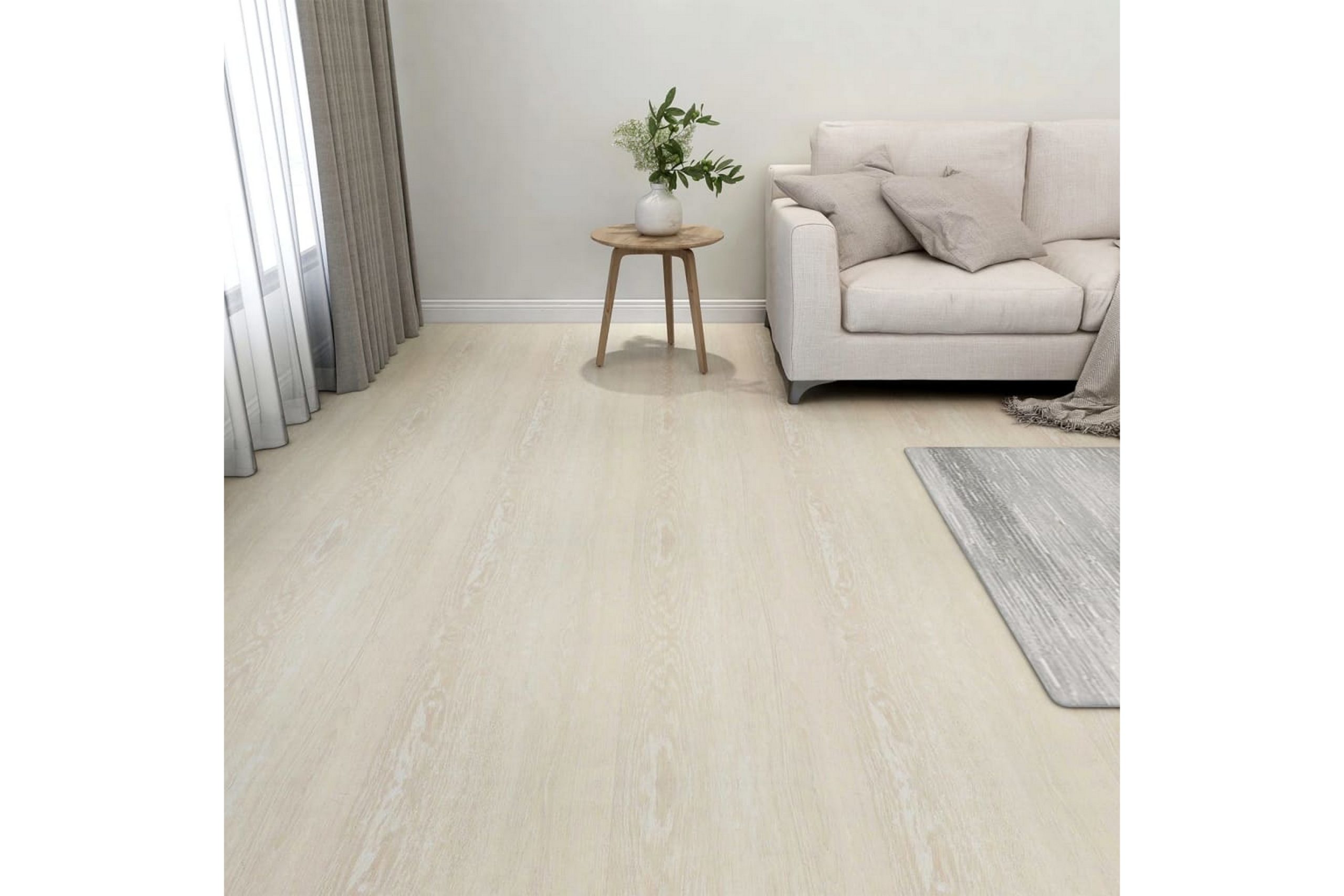 Itsekiinnittyvä lattialankku 20 kpl PVC 1,86 m² beige - Beige